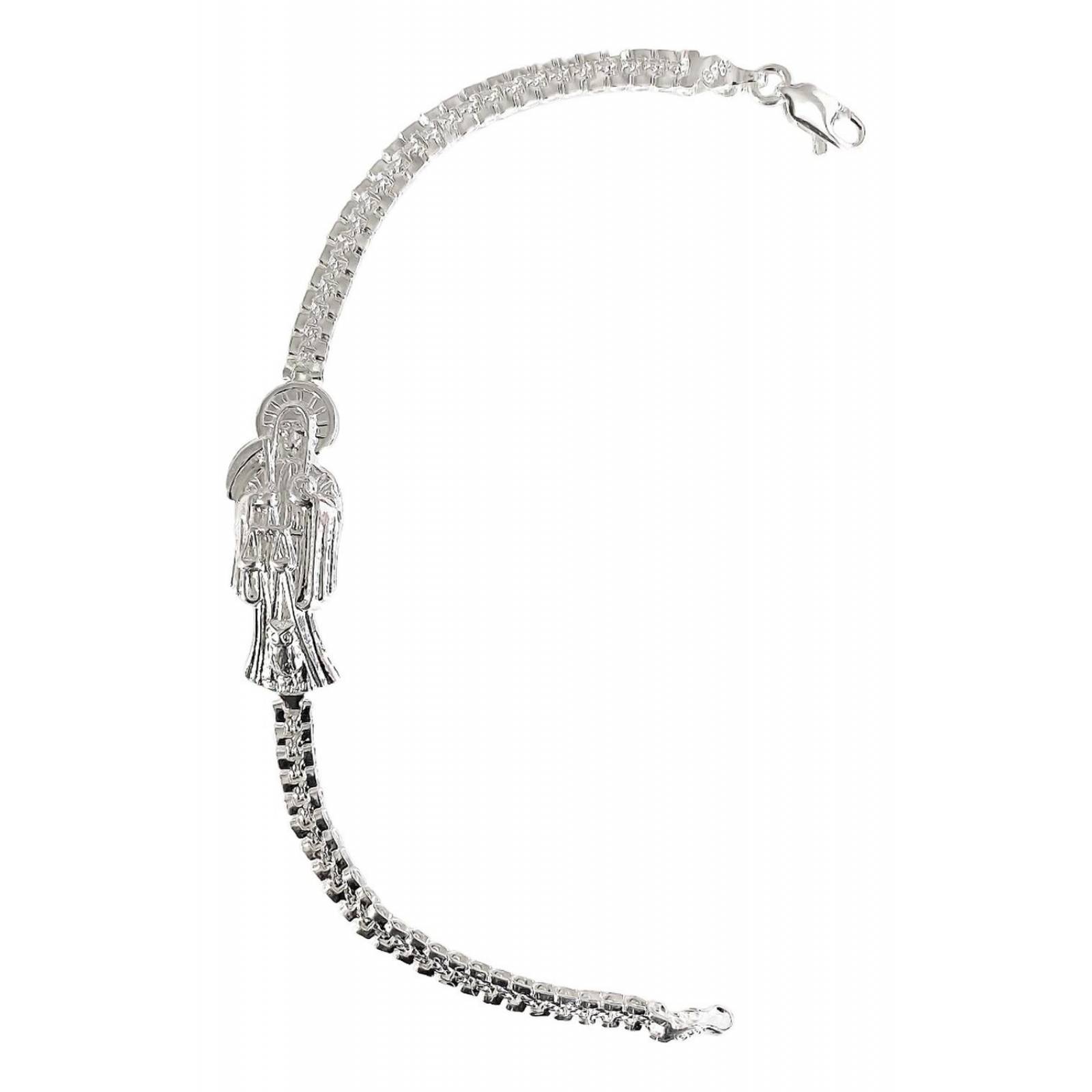 Pulsera Rolex Santa Muerte Lisa Plata Solida Ley 925