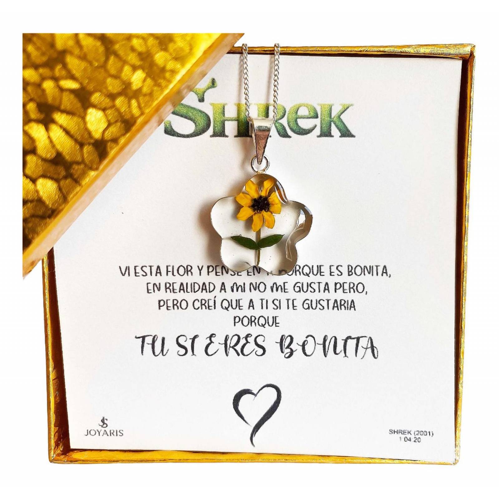 Shrek Collar Girasol Promesa Regalo Amor Amistad Plata S925 Flor Girasol Alto/Ancho: 2.3 cm x 2.3 cm