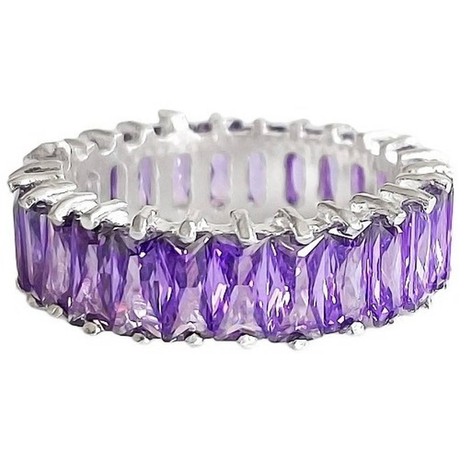 Anillo Grueso Churumbela Completa Piedra Natural Plata .925 5.5 Violeta