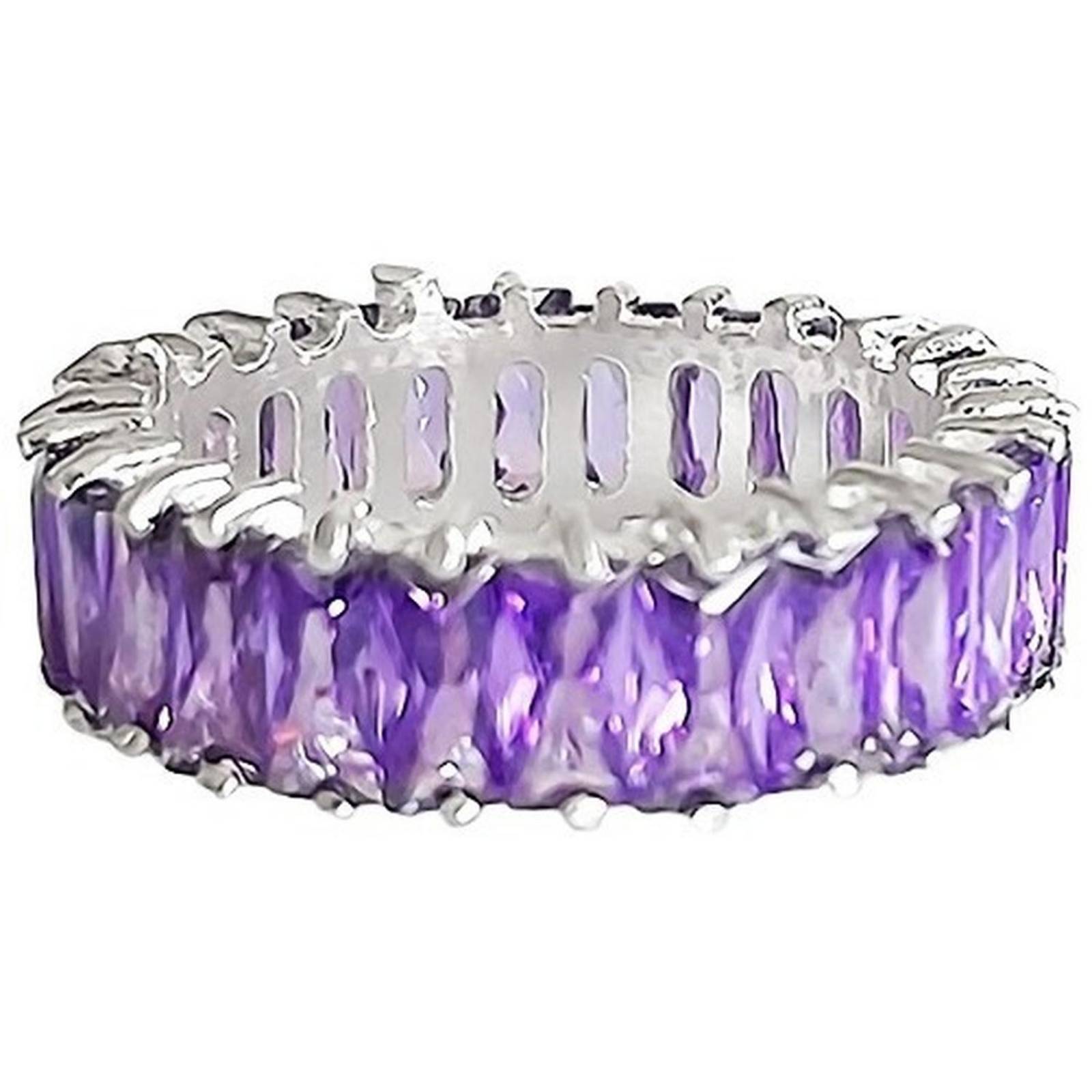 Anillo Grueso Churumbela Completa Piedra Natural Plata .925 5.5 Violeta