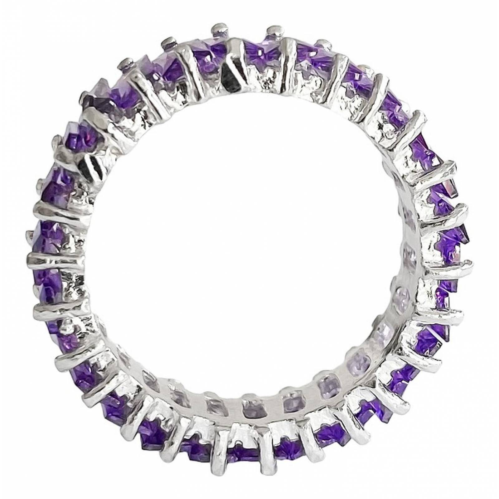 Anillo Grueso Churumbela Completa Piedra Natural Plata .925 5.5 Violeta