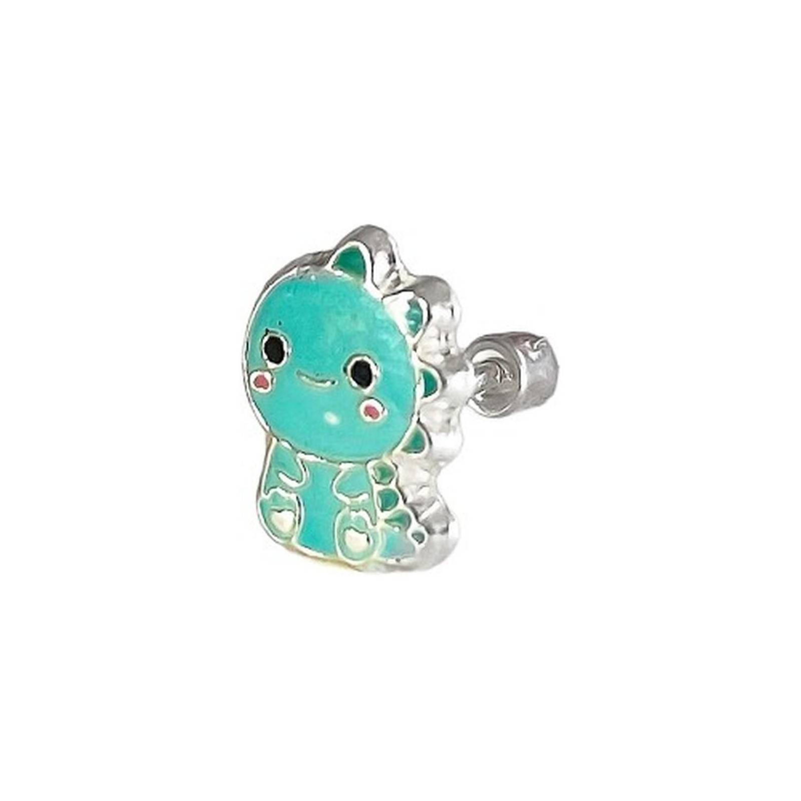 Aretes De Dinosaurio Niña Mujer Regalo Colores Plata Ley 925 Celeste Alto/Ancho: 0.9 cm x  0.6 cm