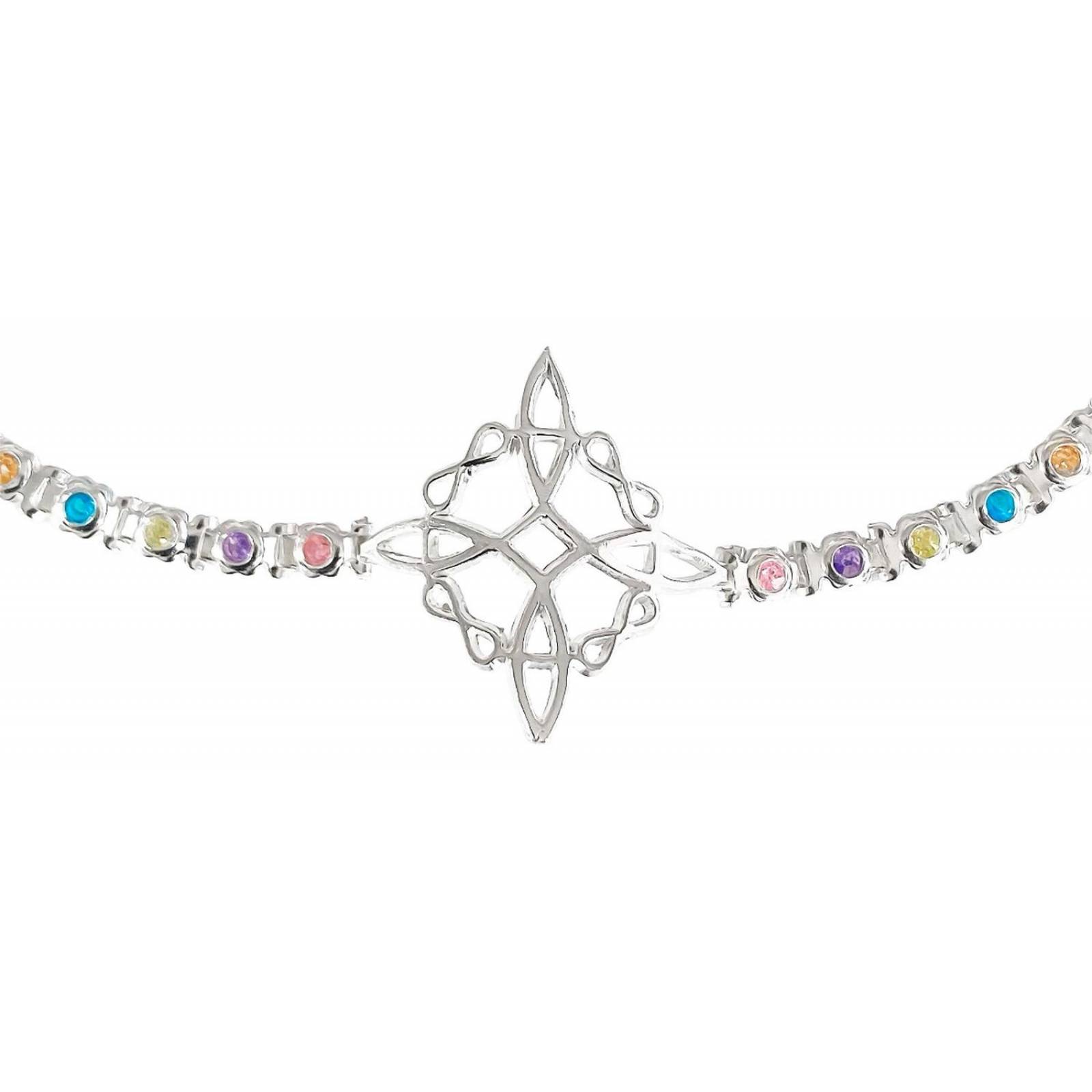 Pulsera Nudo De Bruja Grande Con Zirconias En Plata 925 Colores 6 cm - 19.5 cm Largo/Ancho: 19.5 cm (ajustable) x 4 mm