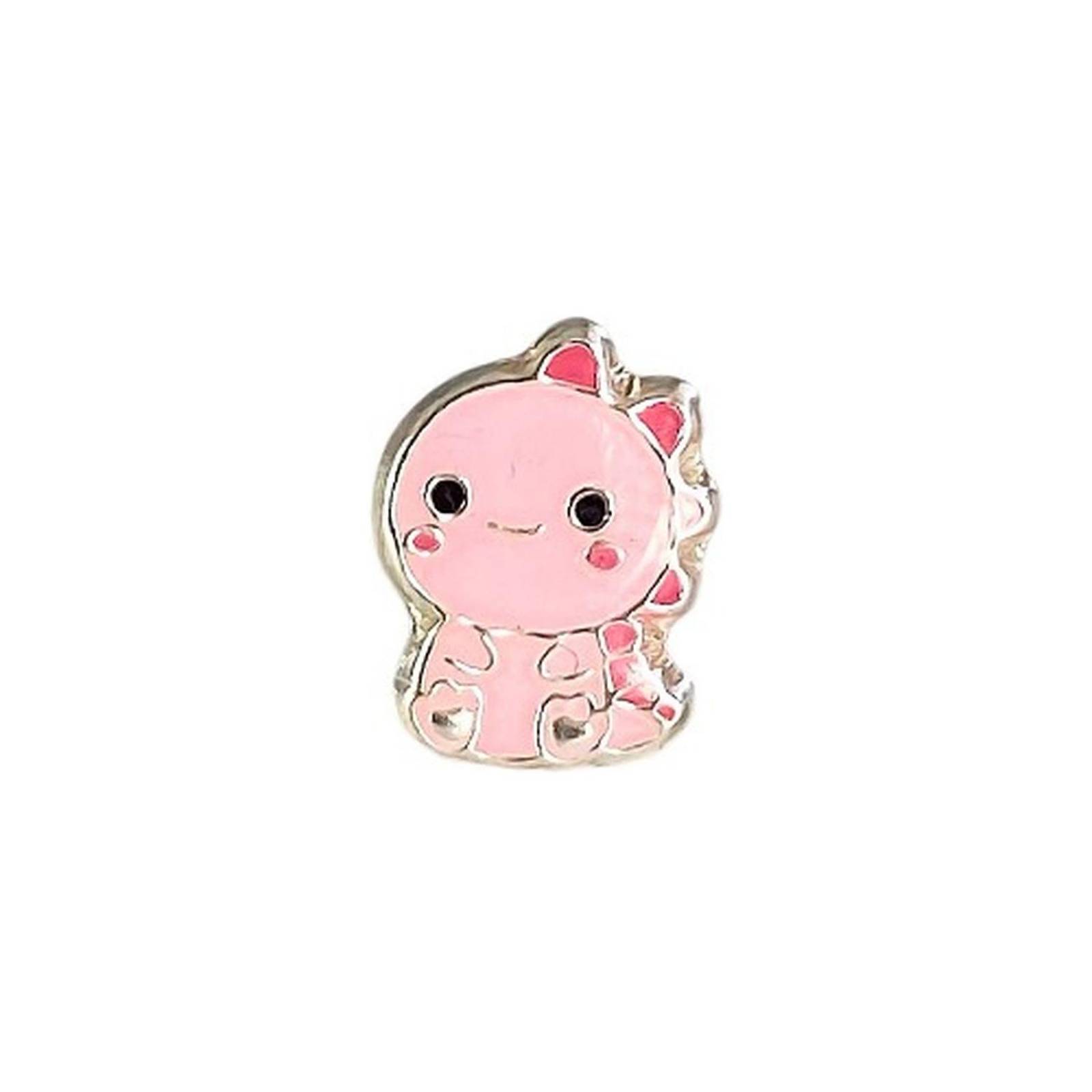 Aretes De Dinosaurio Niña Mujer Regalo Colores Plata Ley 925 Rosa Alto/Ancho: 0.9 cm x  0.6 cm