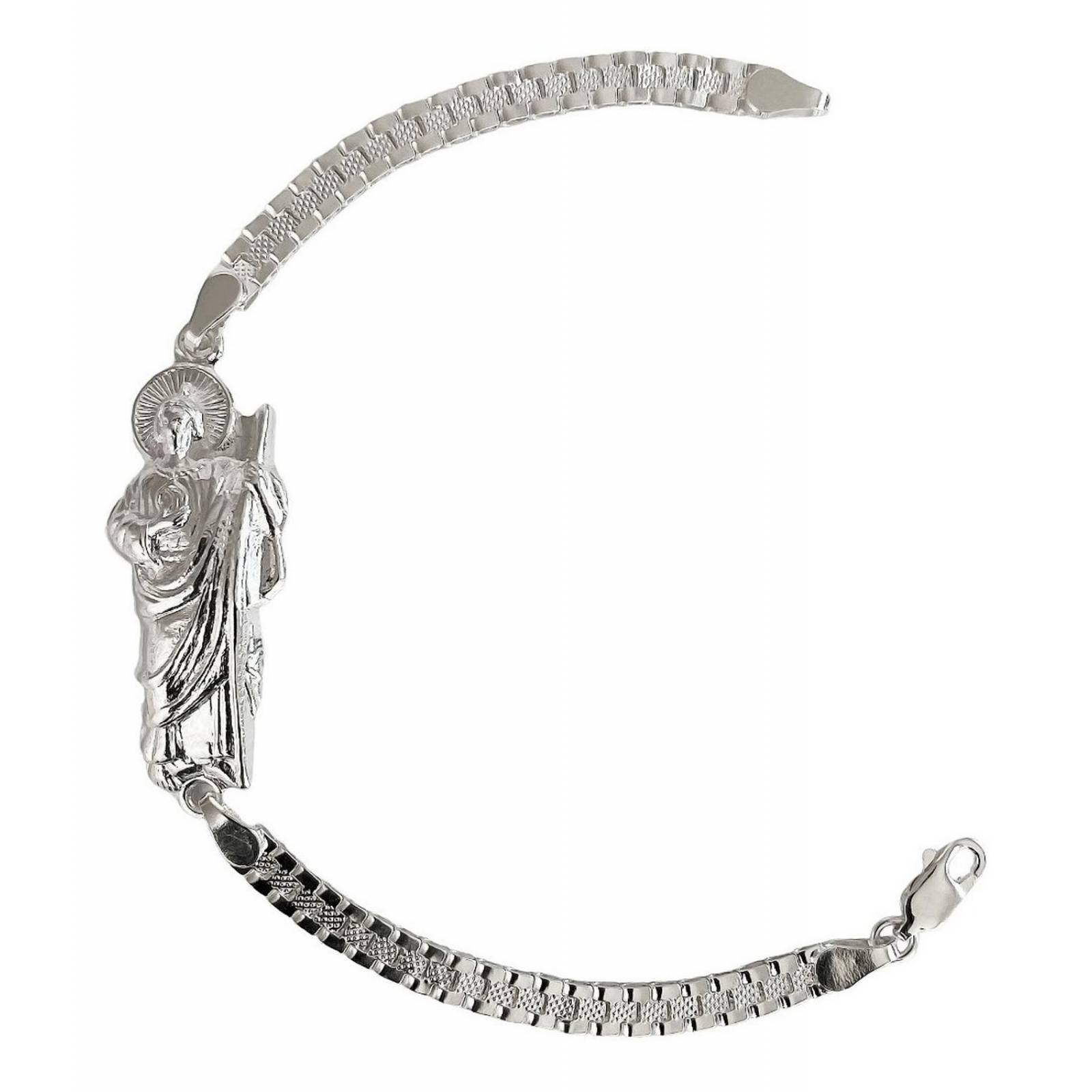 Pulsera Rolex Chica San Judas Esclava Plata Solida Ley 925 7 cm - 19 cm Largo/Ancho: 19 cm x 4 mm Plateado