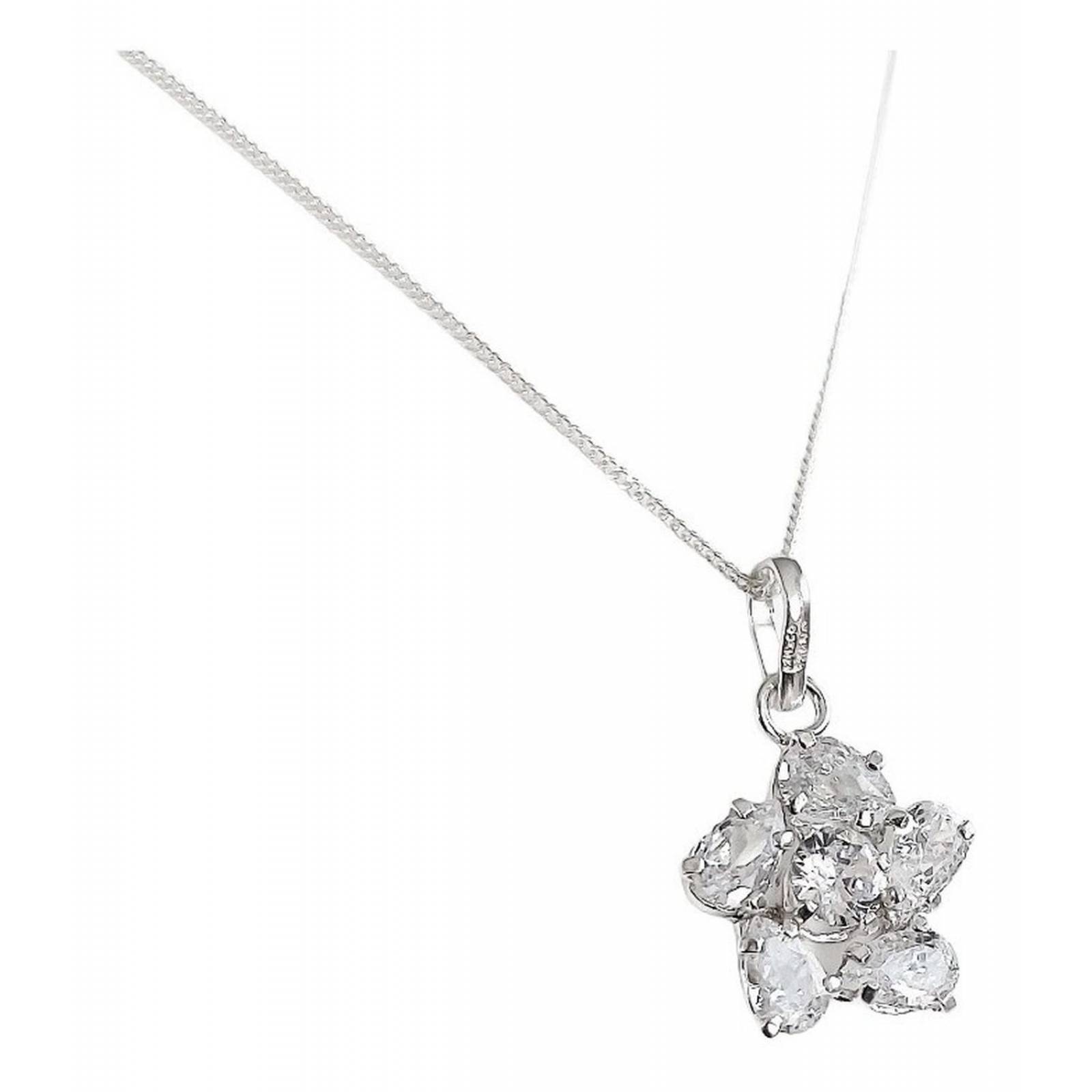 Collar Dije Flor Promesa Regalo Amor Mujer Plata Ley 925 Blanco Alto/Ancho: 2.3 cm x 1.6 cm