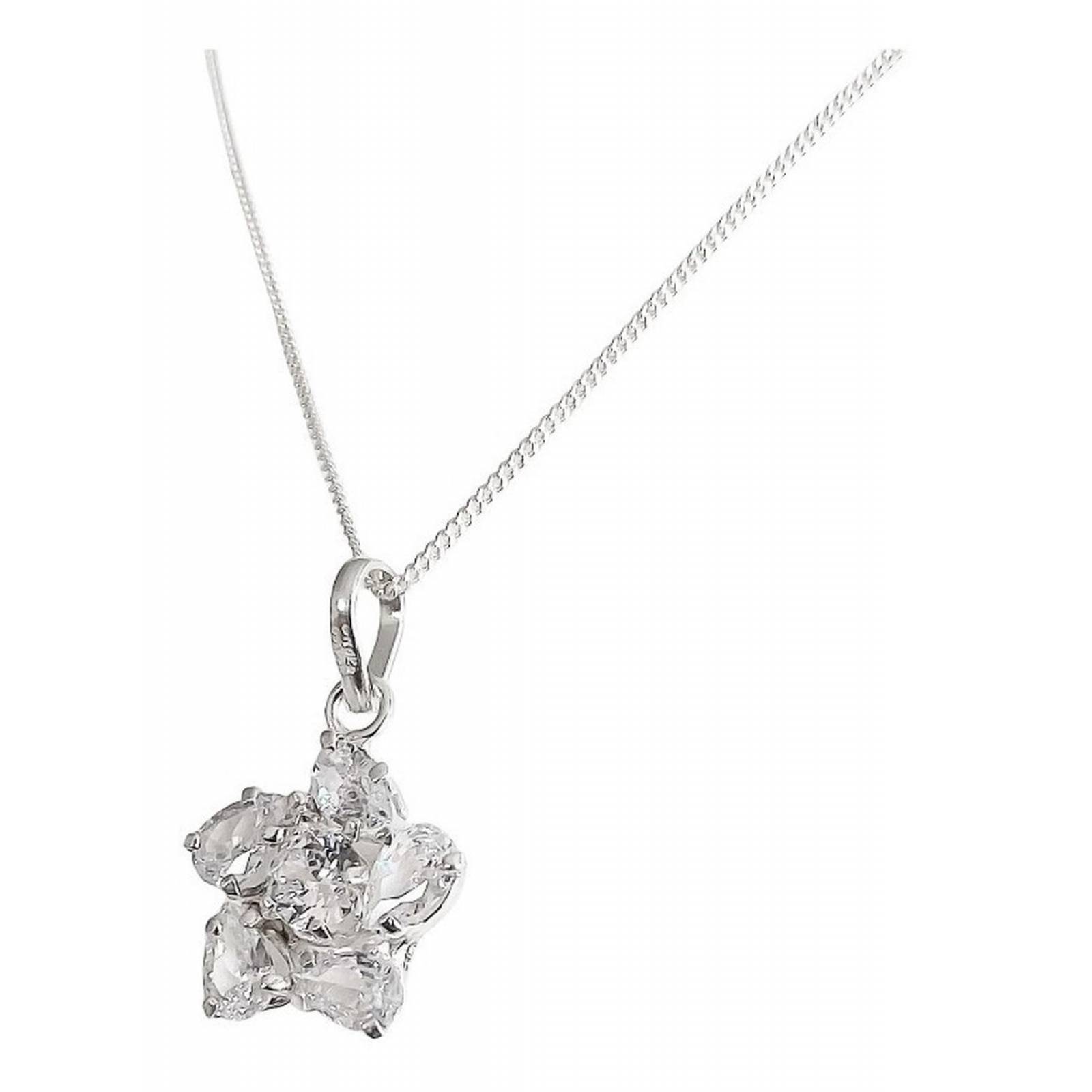 Collar Dije Flor Promesa Regalo Amor Mujer Plata Ley 925 Blanco Alto/Ancho: 2.3 cm x 1.6 cm