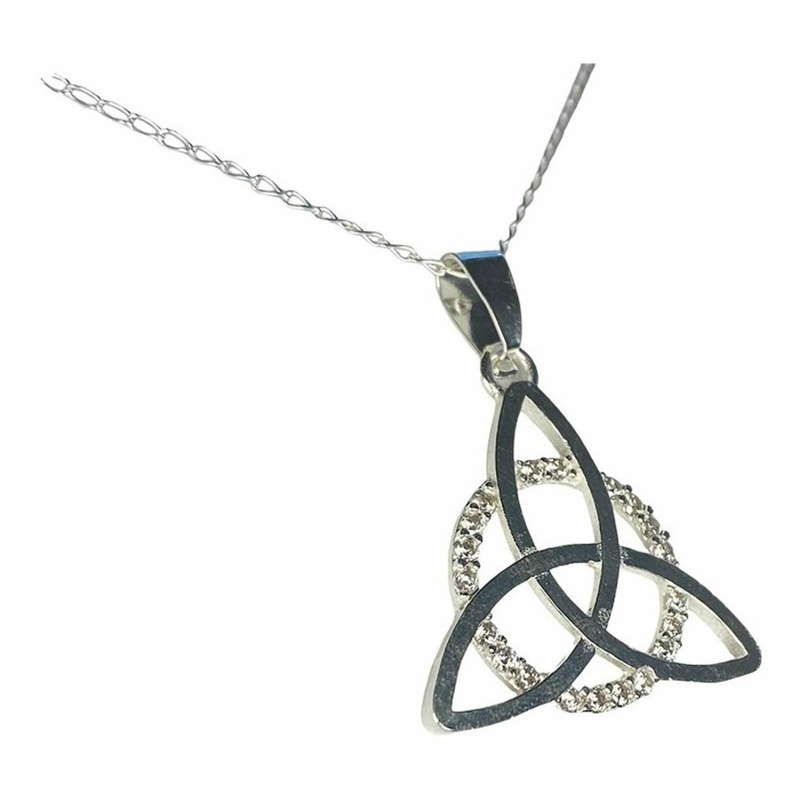 Dije De Triqueta Celta Plata Solida 925 + Cadena Plata 925 