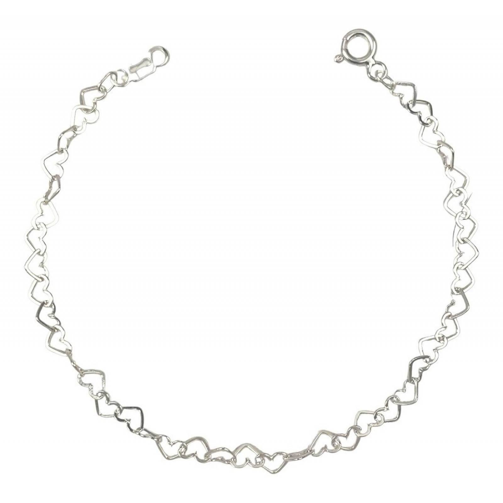 Pulsera Corazones Huecos Amor Amistad Regalo Plata 925 Largo/Ancho: 18.5 cm x 4 mm 6 cm - 18.5 cm Corazones separados
