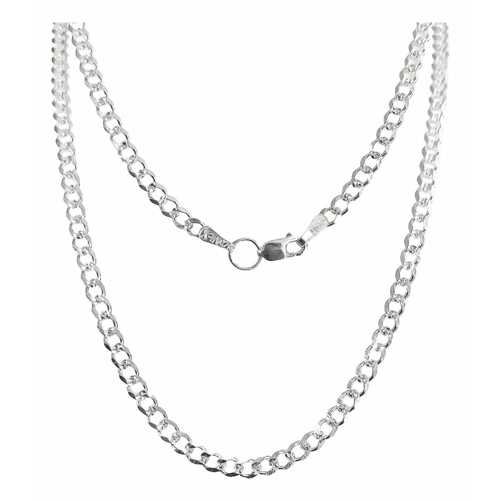 Cadena Cubana Diamantada Plata 925 Mujer Dama 55cm X 3.5mm 