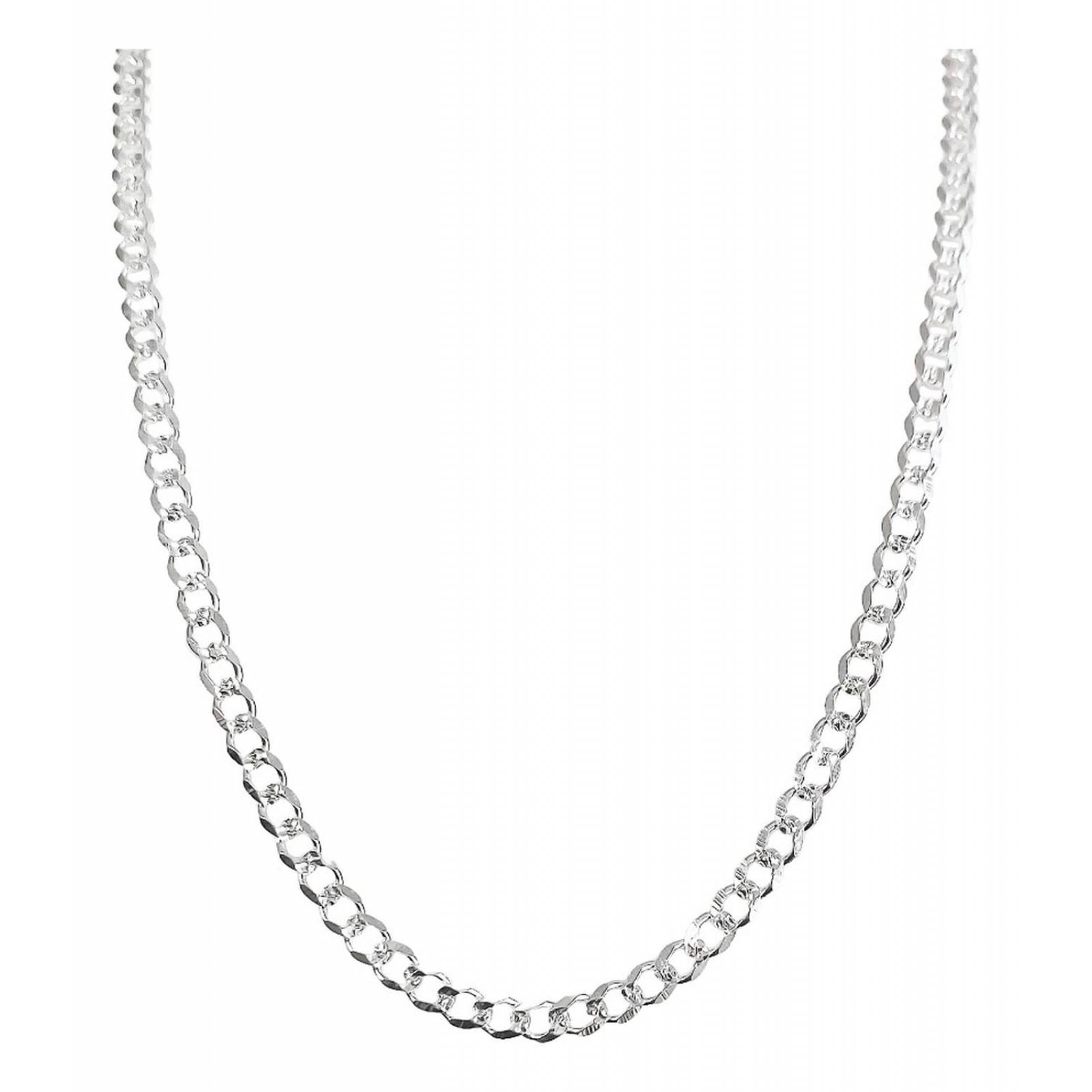 Cadena Cubana Diamantada Plata 925 Mujer Dama 55cm X 3.5mm 