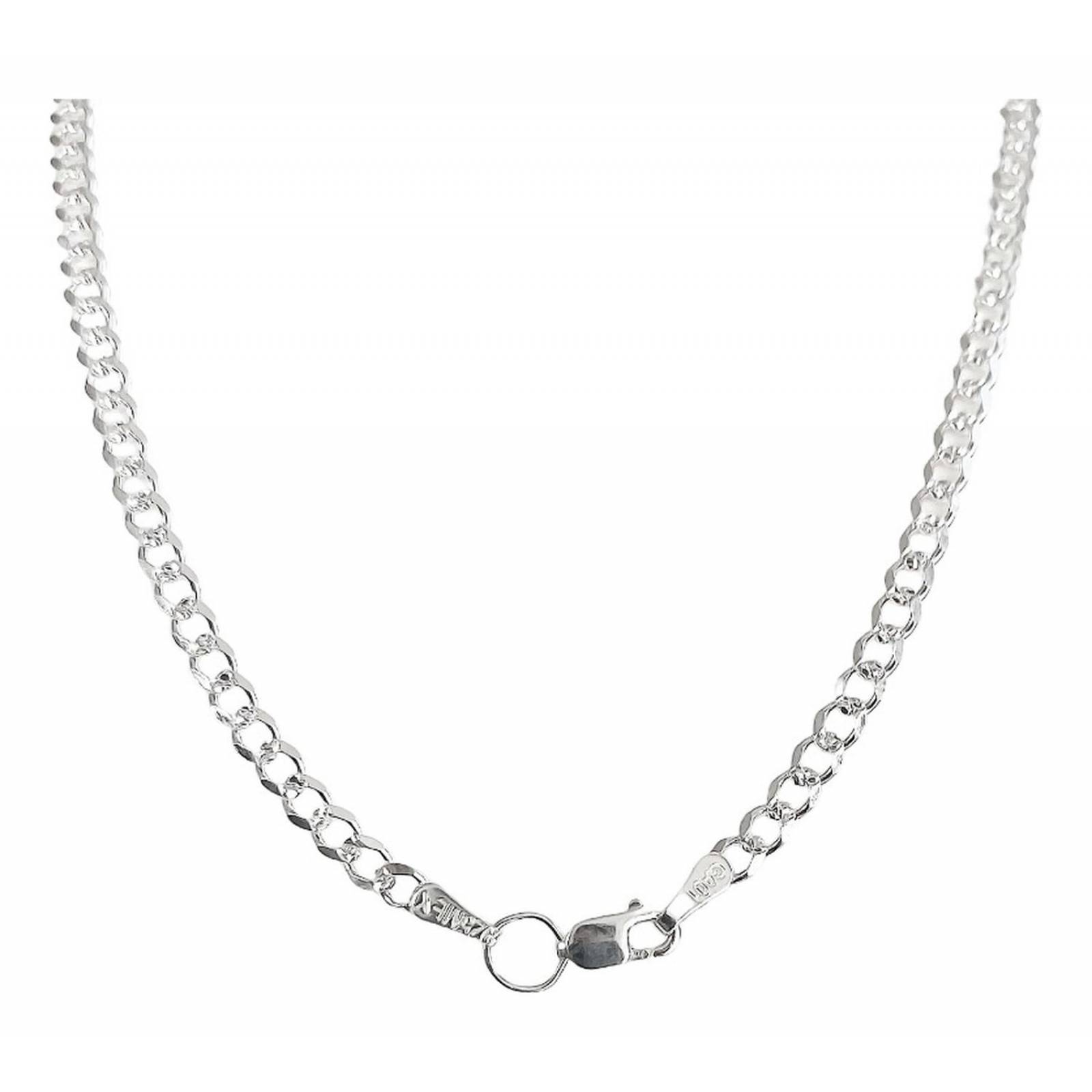Cadena Cubana Diamantada Plata 925 Mujer Dama 55cm X 3.5mm 