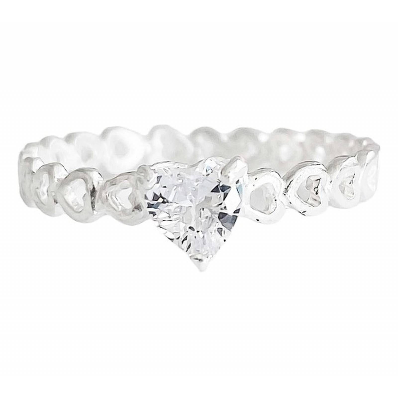 Anillo Corazón Promesa Compromiso Promesa Solida 925 Blanco 7.5