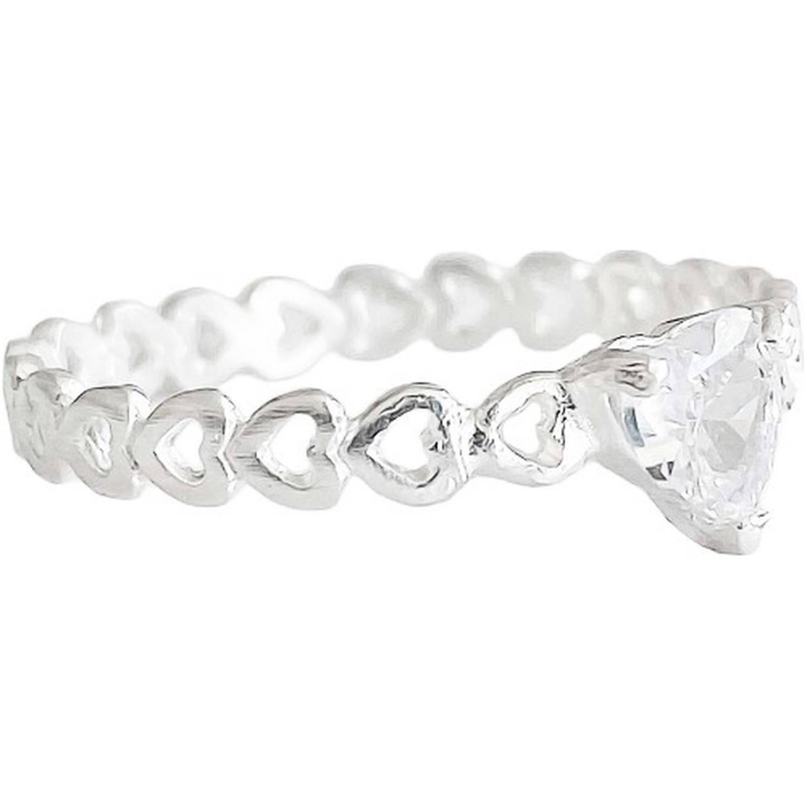 Anillo Corazón Promesa Compromiso Promesa Solida 925 Blanco 7.5