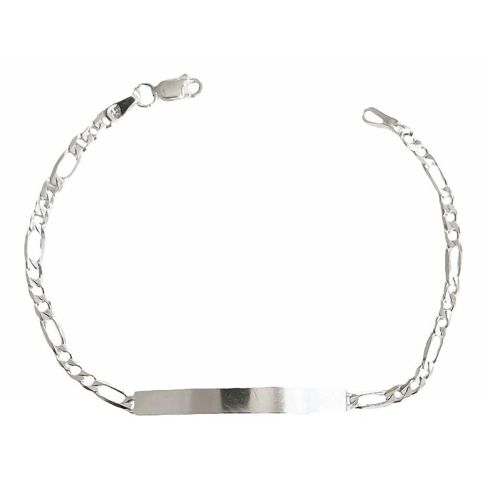 Esclava Hombre Pulsera Fígaro Plata 925 Placa Lisa 3.5 Mm Con plaquitas Largo/Ancho: A elección x 3.5 mm 7 cm - 20.5 cm
