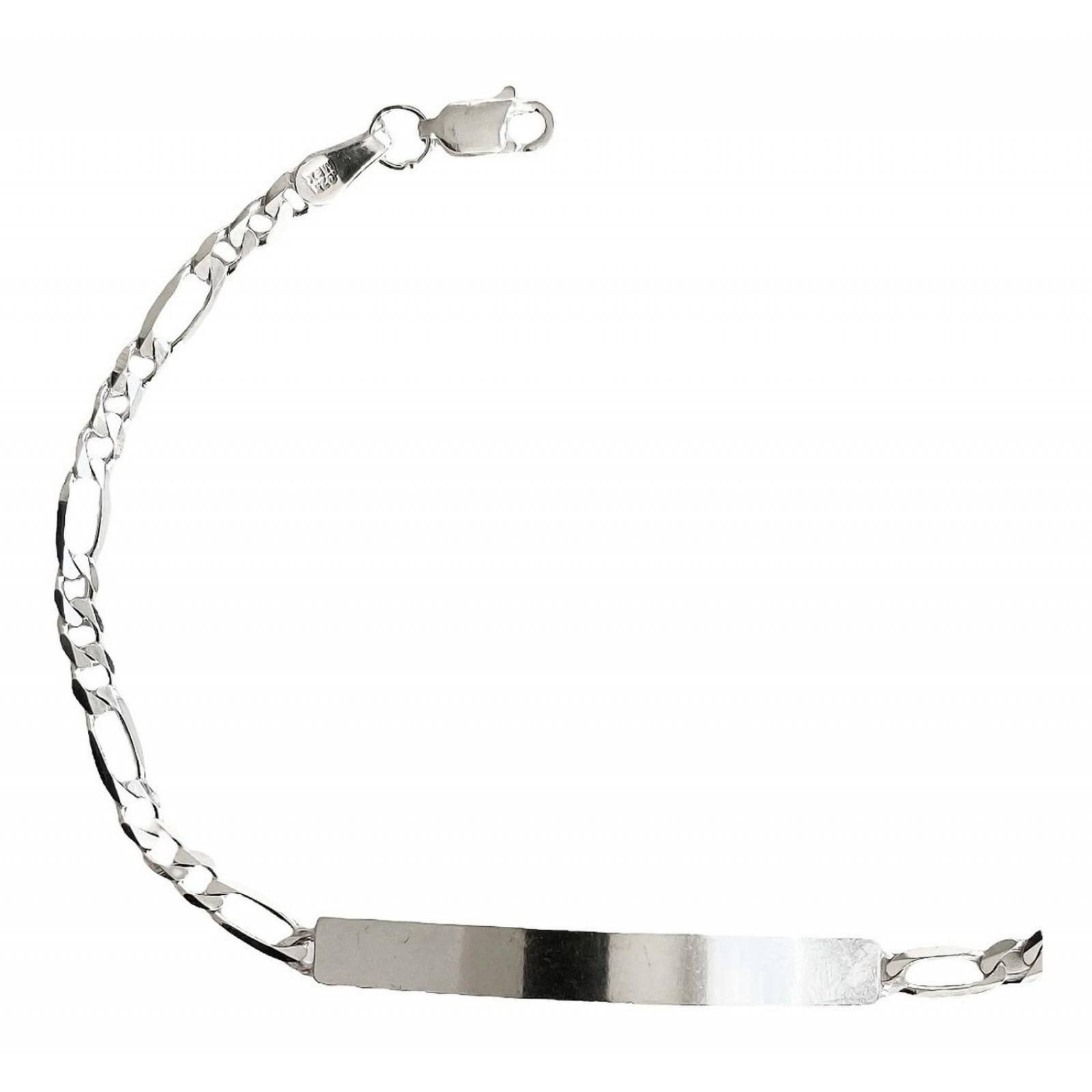 Esclava Hombre Pulsera Fígaro Plata 925 Placa Lisa 3.5 Mm Con plaquitas Largo/Ancho: A elección x 3.5 mm 7 cm - 20.5 cm