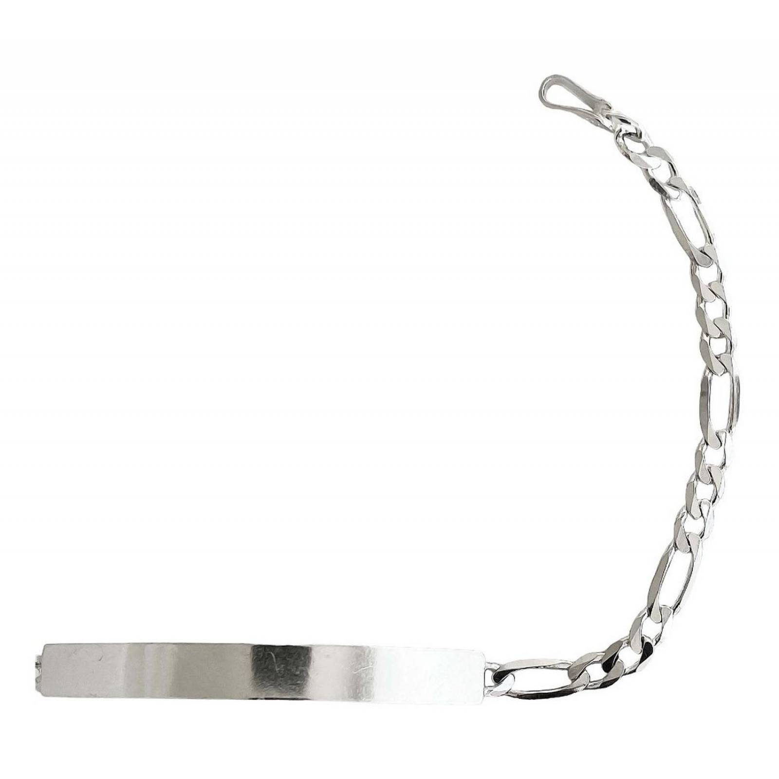 Esclava Hombre Pulsera Fígaro Plata 925 Placa Lisa 3.5 Mm Con plaquitas Largo/Ancho: A elección x 3.5 mm 7 cm - 20.5 cm