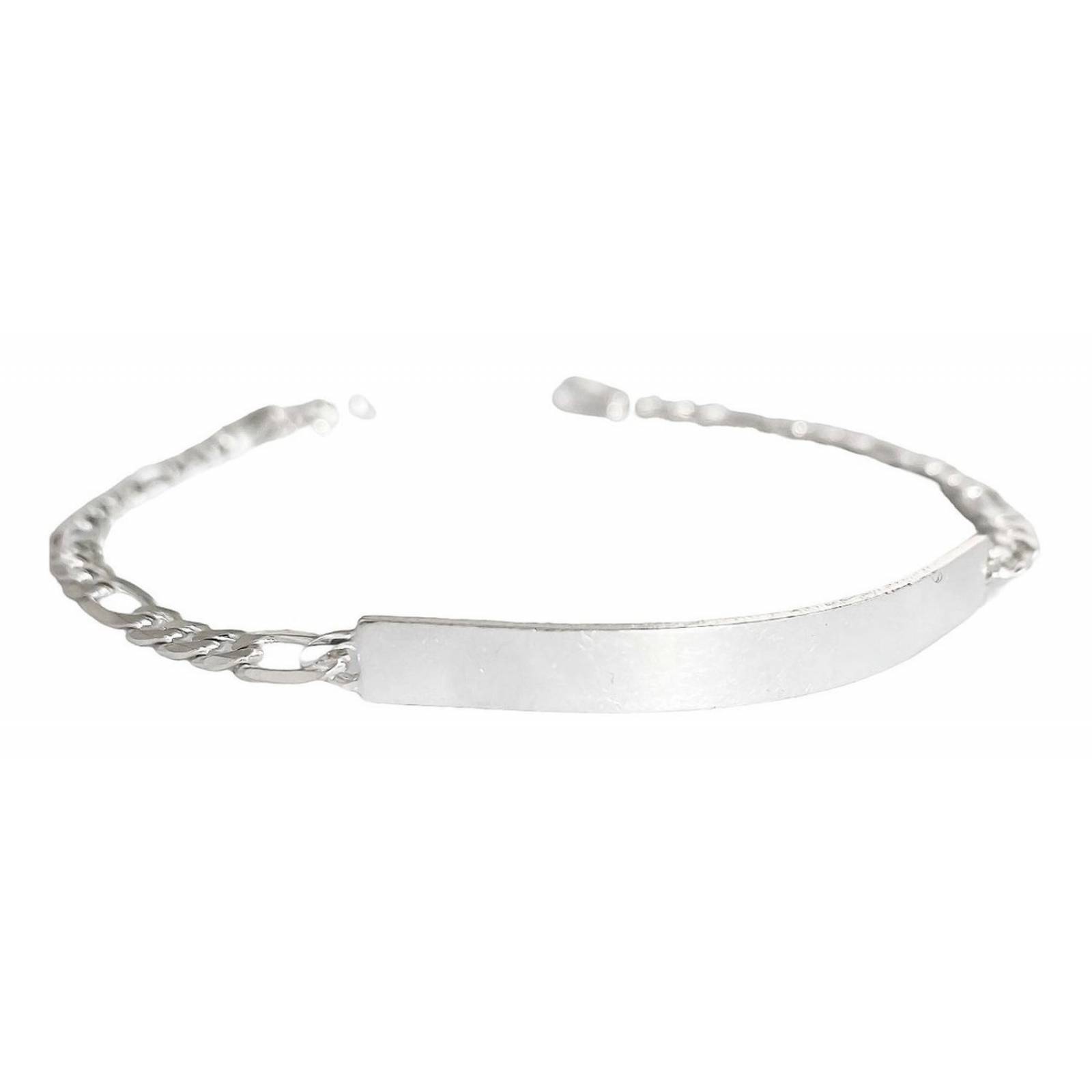 Esclava Hombre Pulsera Fígaro Plata 925 Placa Lisa 3.5 Mm Con plaquitas Largo/Ancho: A elección x 3.5 mm 7 cm - 20.5 cm