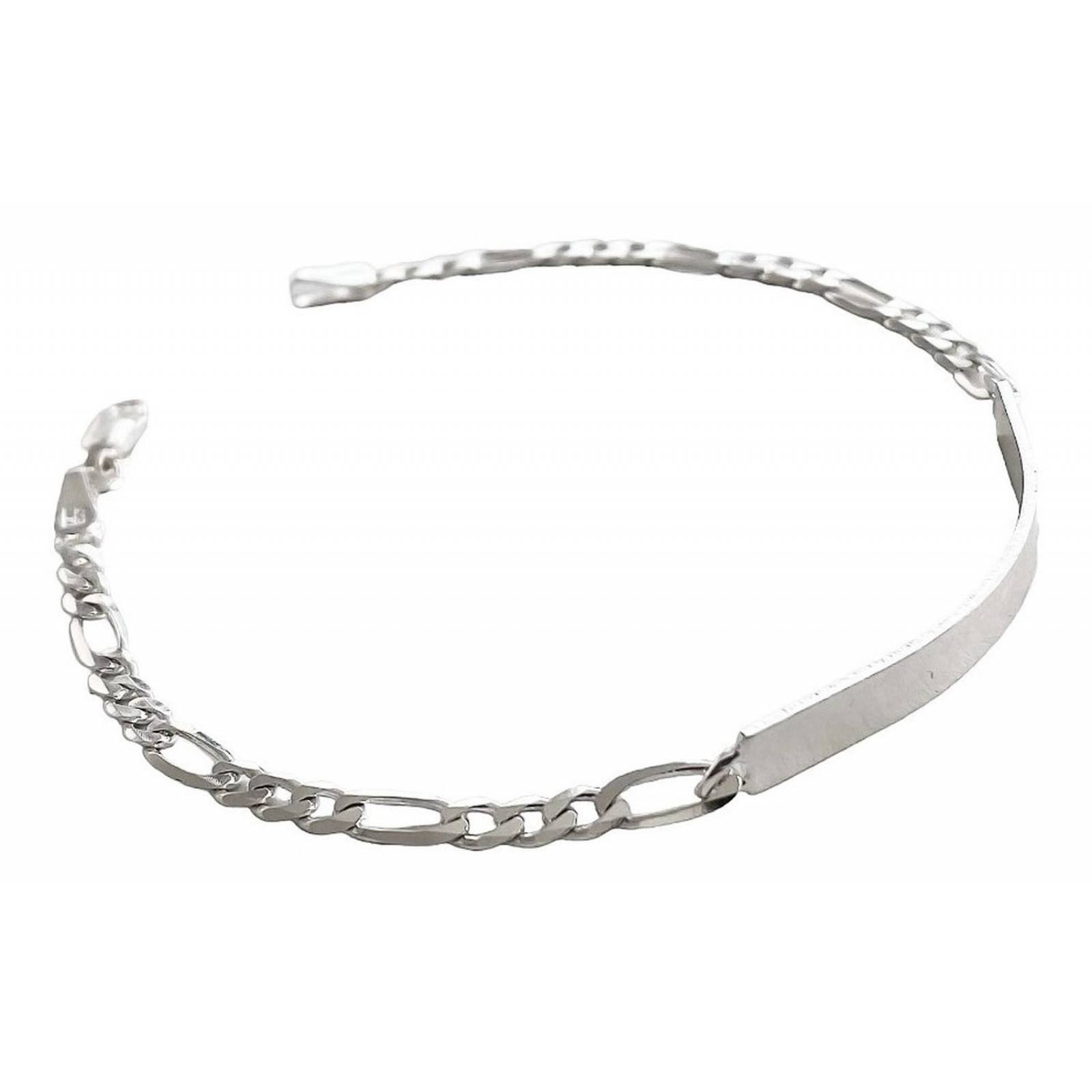 Esclava Hombre Pulsera Fígaro Plata 925 Placa Lisa 3.5 Mm Con plaquitas Largo/Ancho: A elección x 3.5 mm 7 cm - 20.5 cm