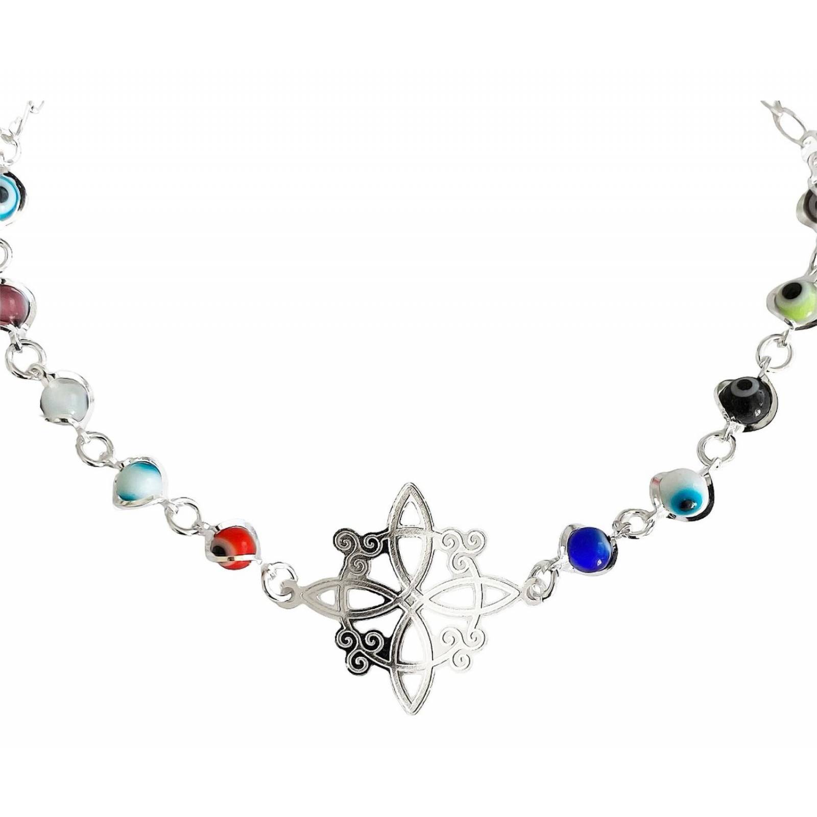 Pulsera Ajustable Nudo De Bruja A Laser Ojo Turco Plata 6 cm - 19 cm Largo/Ancho: 19 cm (ajustable) x 0.5 a 1 cm Colores