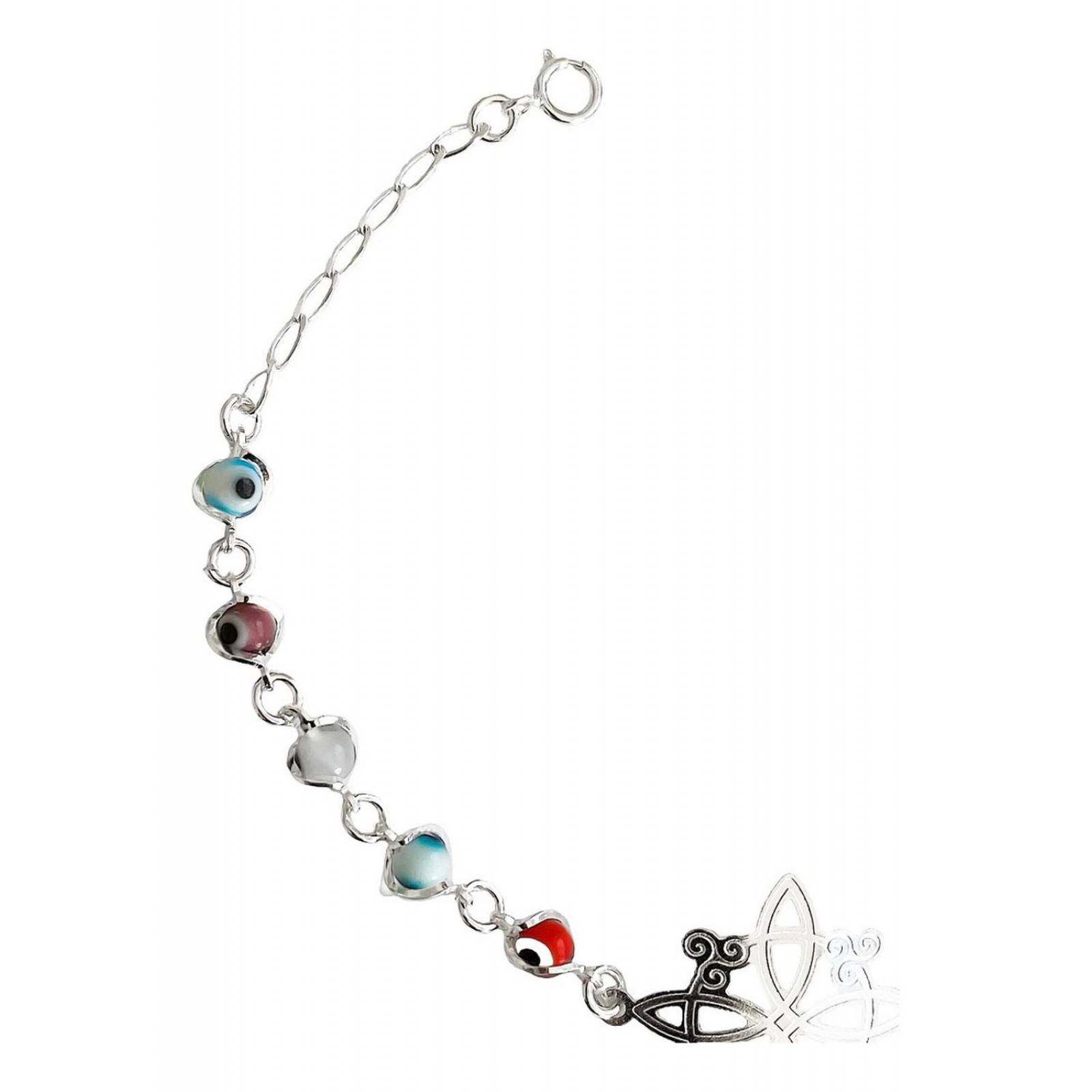 Pulsera Ajustable Nudo De Bruja A Laser Ojo Turco Plata 6 cm - 19 cm Largo/Ancho: 19 cm (ajustable) x 0.5 a 1 cm Colores