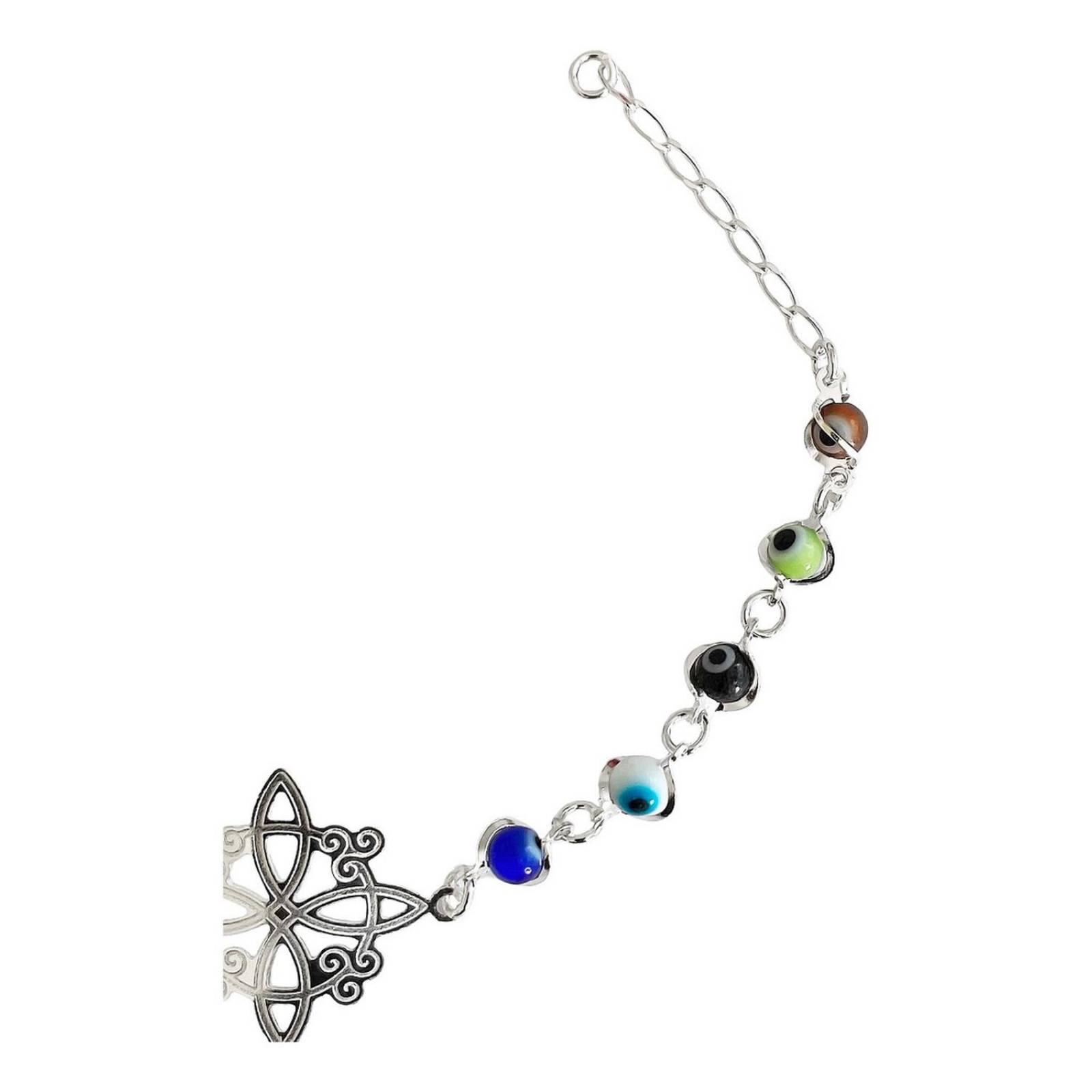 Pulsera Ajustable Nudo De Bruja A Laser Ojo Turco Plata 6 cm - 19 cm Largo/Ancho: 19 cm (ajustable) x 0.5 a 1 cm Colores