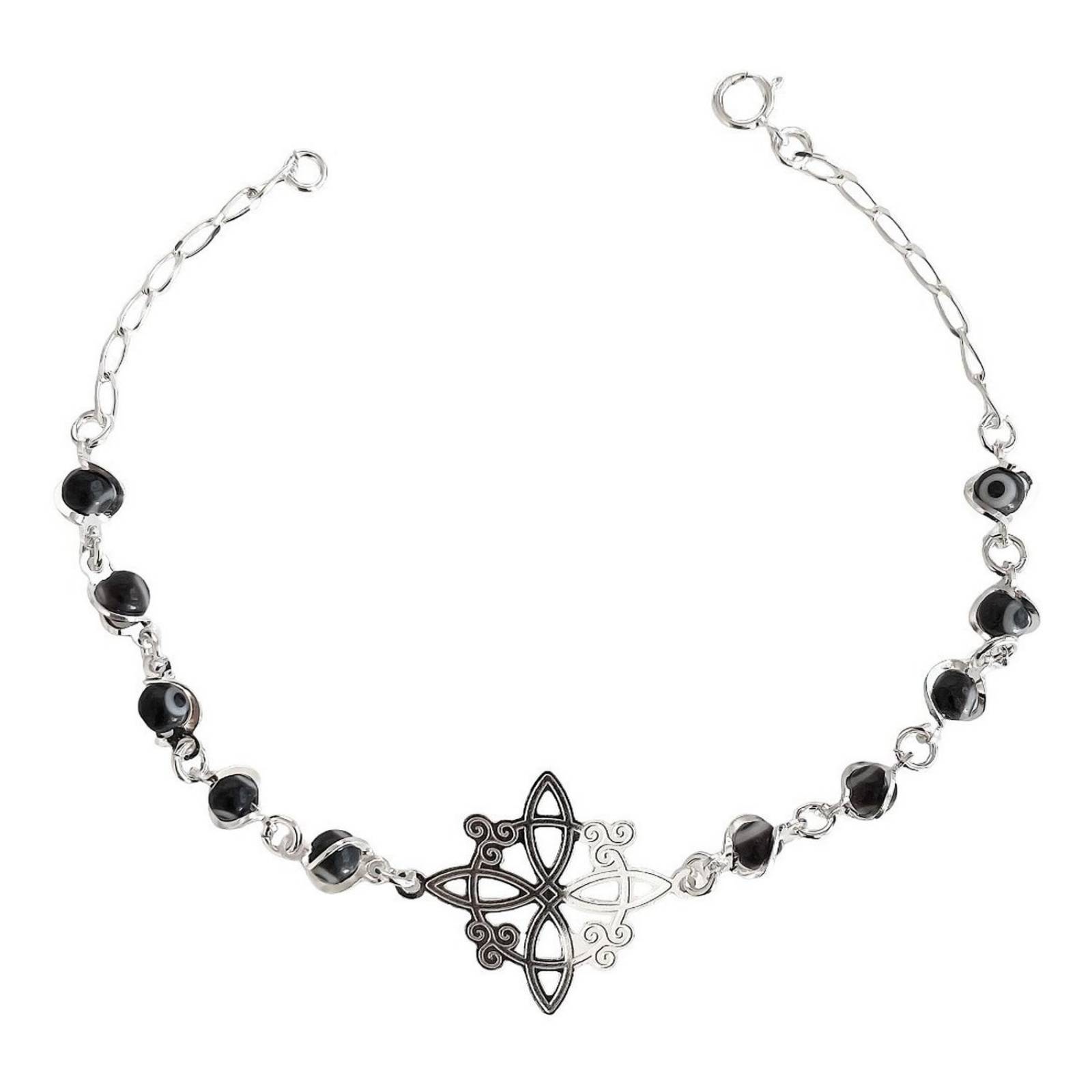 Pulsera Ajustable Nudo De Bruja A Laser Ojo Turco Plata Negro Largo/Ancho: 19 cm (ajustable) x 0.5 a 1 cm 6 cm - 19 cm