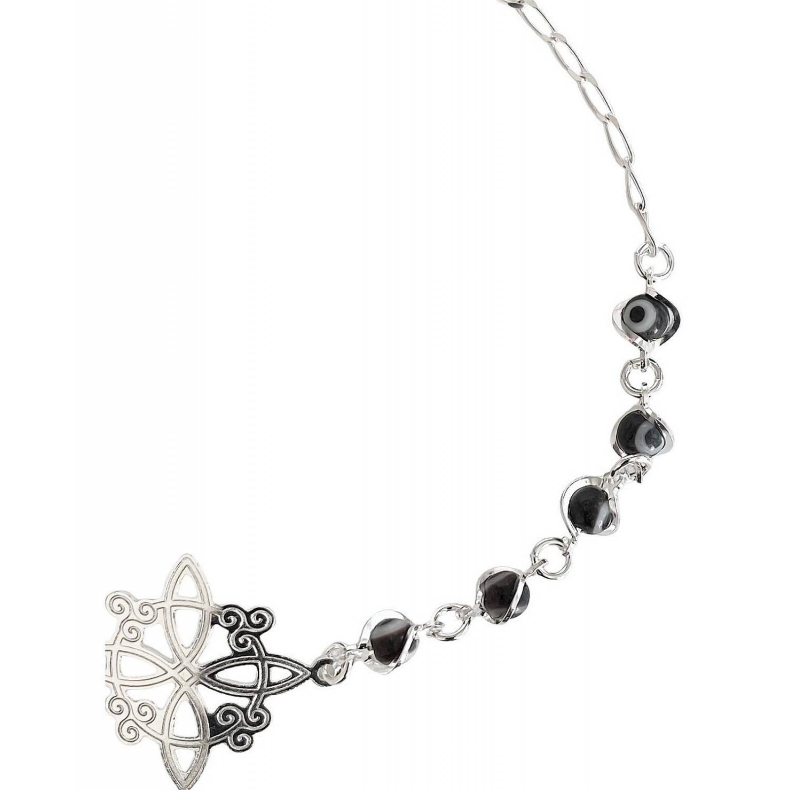 Pulsera Ajustable Nudo De Bruja A Laser Ojo Turco Plata Negro Largo/Ancho: 19 cm (ajustable) x 0.5 a 1 cm 6 cm - 19 cm