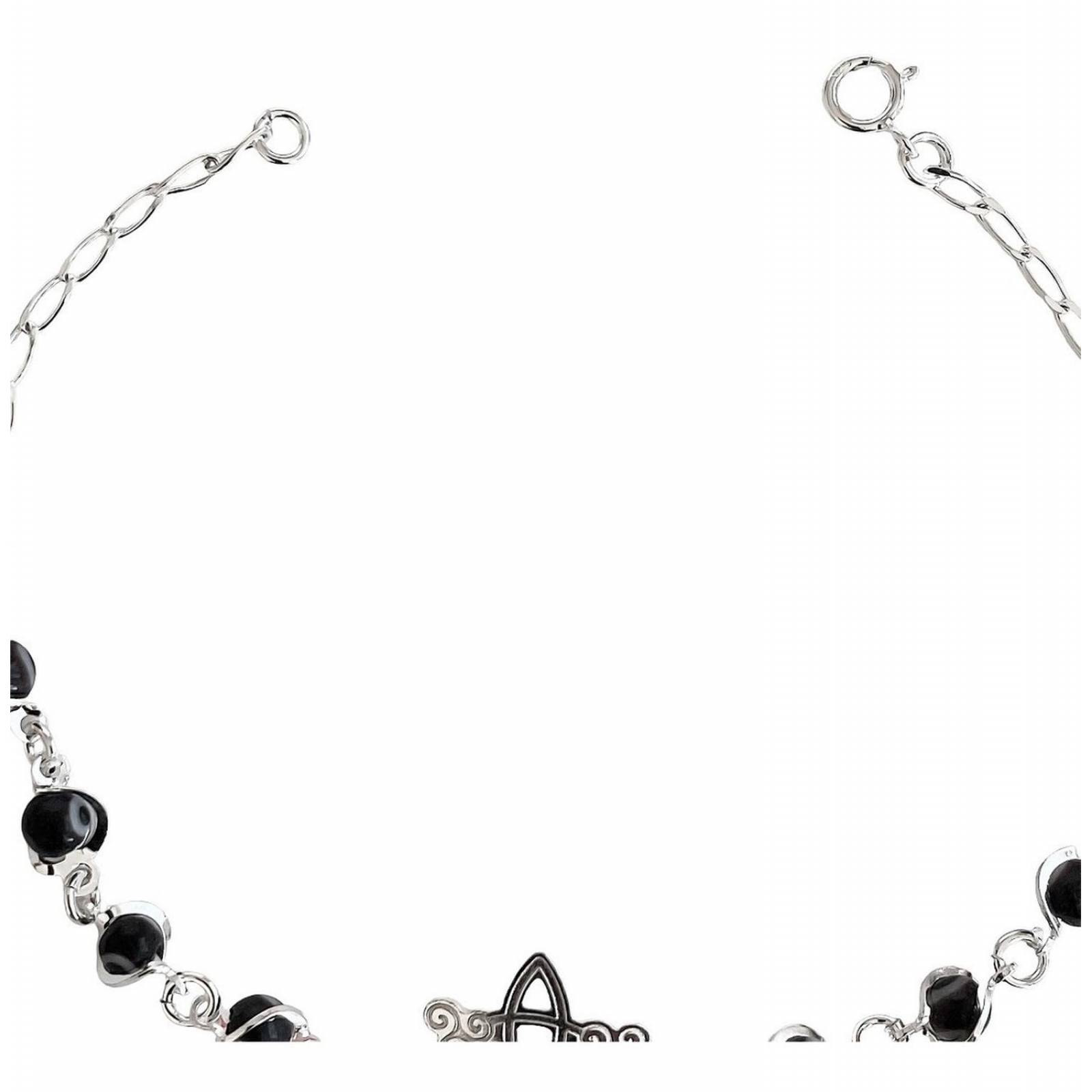 Pulsera Ajustable Nudo De Bruja A Laser Ojo Turco Plata Negro Largo/Ancho: 19 cm (ajustable) x 0.5 a 1 cm 6 cm - 19 cm
