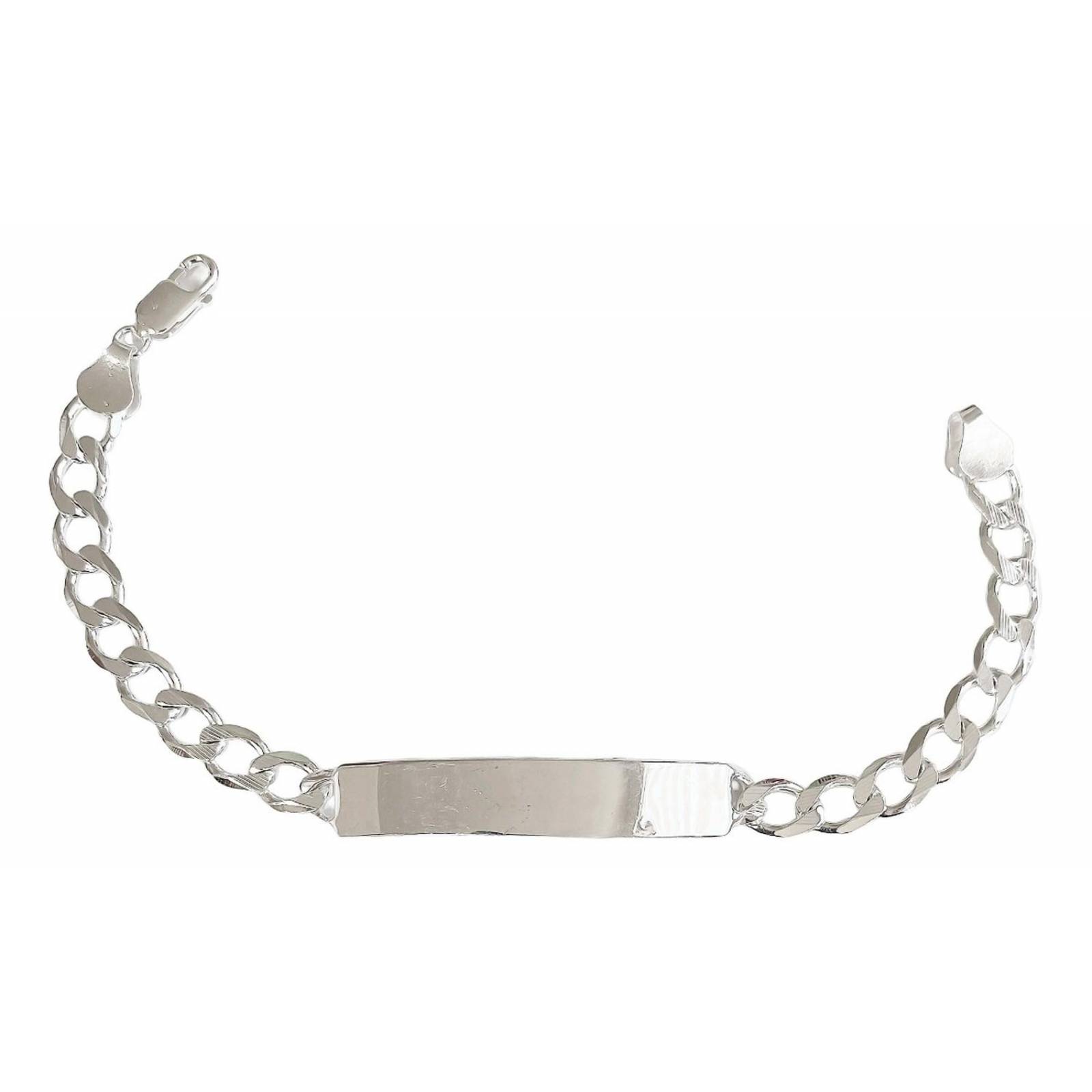 Esclava Hombre Pulsera Cubana Plata 925 Placa Gruesa 7.5 Mm Plateado Largo/Ancho: 21.5 cm x 7.5 mm 7 cm - 21.5 cm