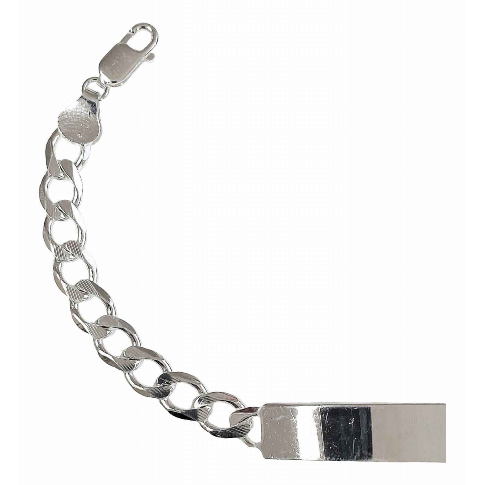 Esclava Hombre Pulsera Cubana Plata 925 Placa Gruesa 7.5 Mm Plateado Largo/Ancho: 21.5 cm x 7.5 mm 7 cm - 21.5 cm