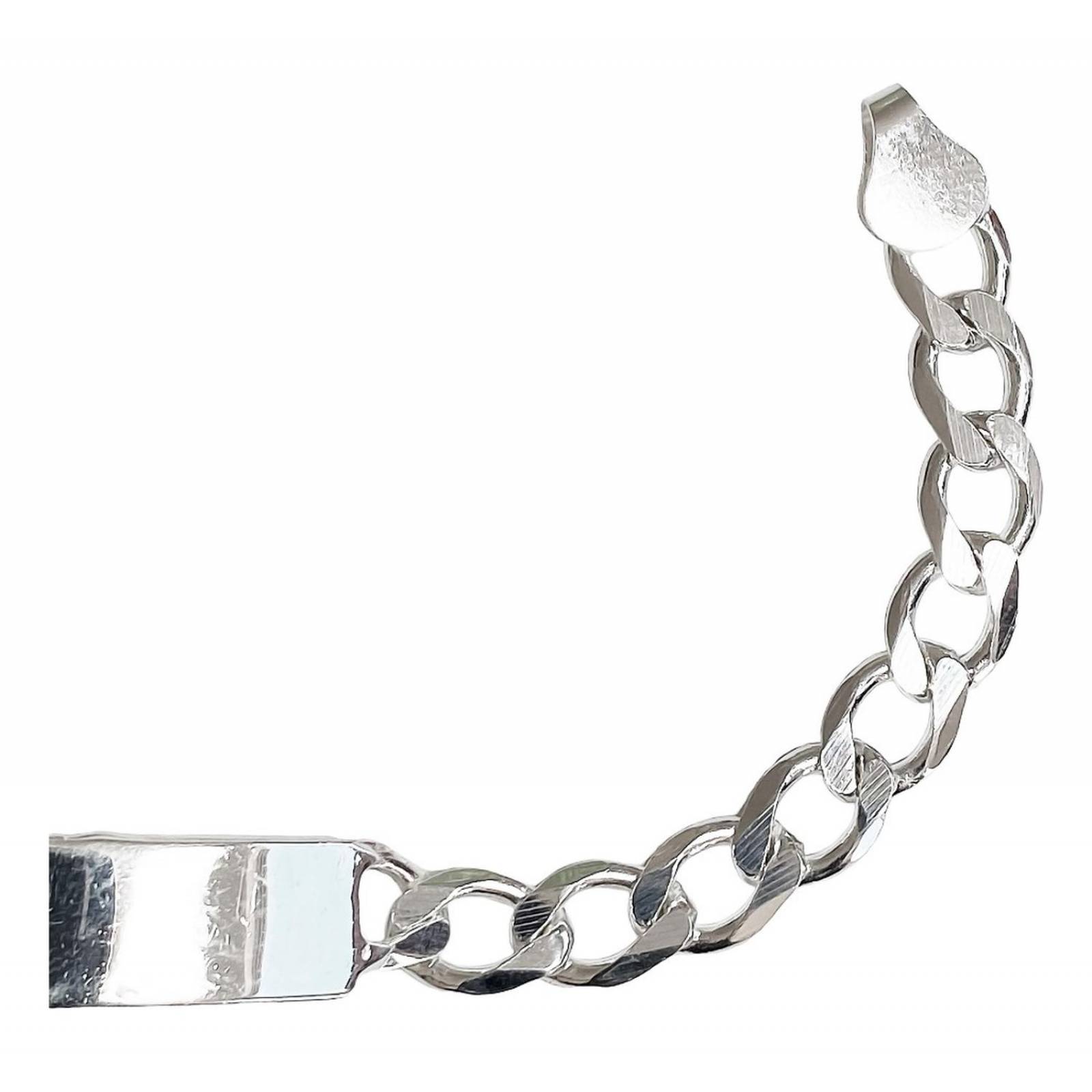 Esclava Hombre Pulsera Cubana Plata 925 Placa Gruesa 7.5 Mm Plateado Largo/Ancho: 21.5 cm x 7.5 mm 7 cm - 21.5 cm