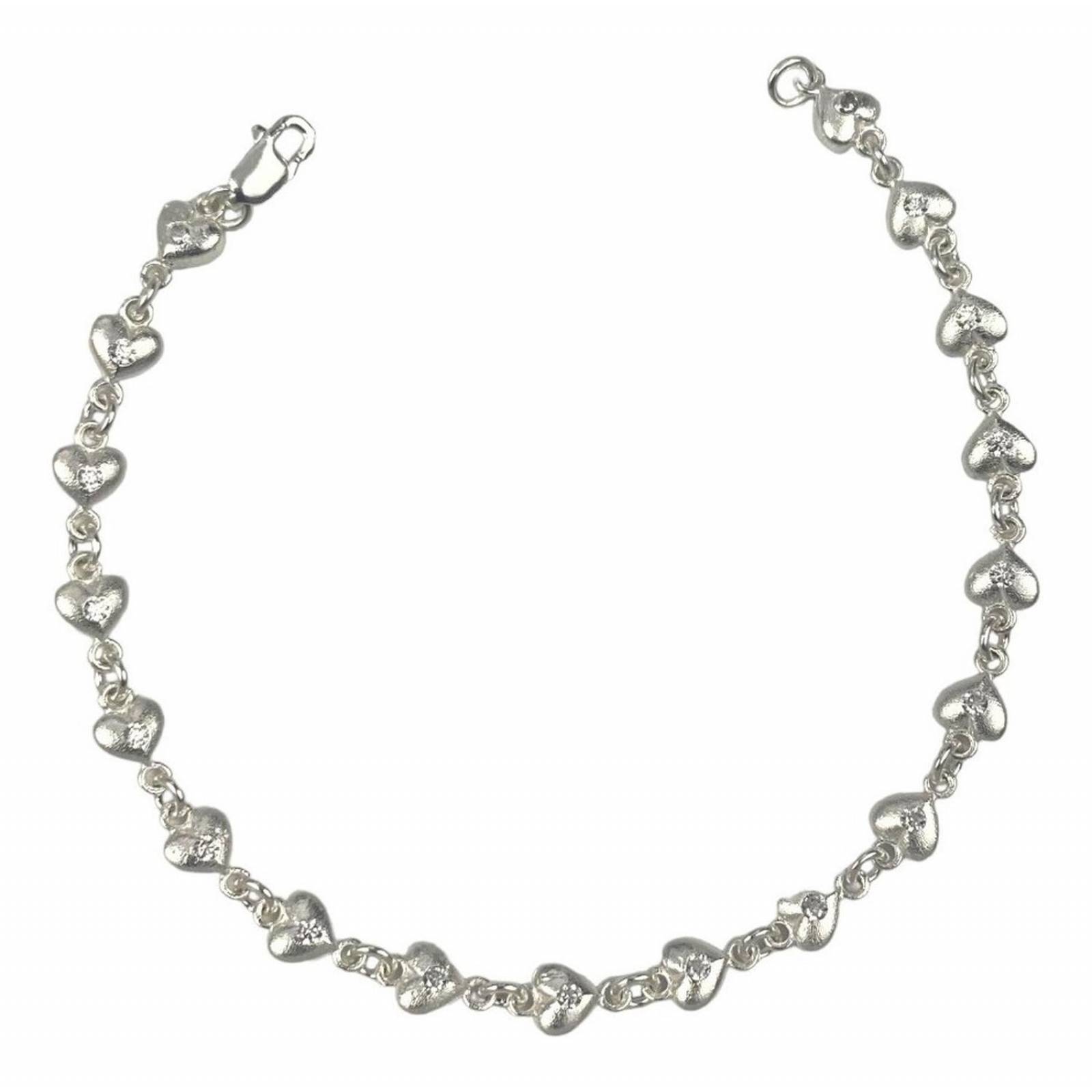 Pulsera Corazones Rellenos Amor Amistad Regalo Plata 925 