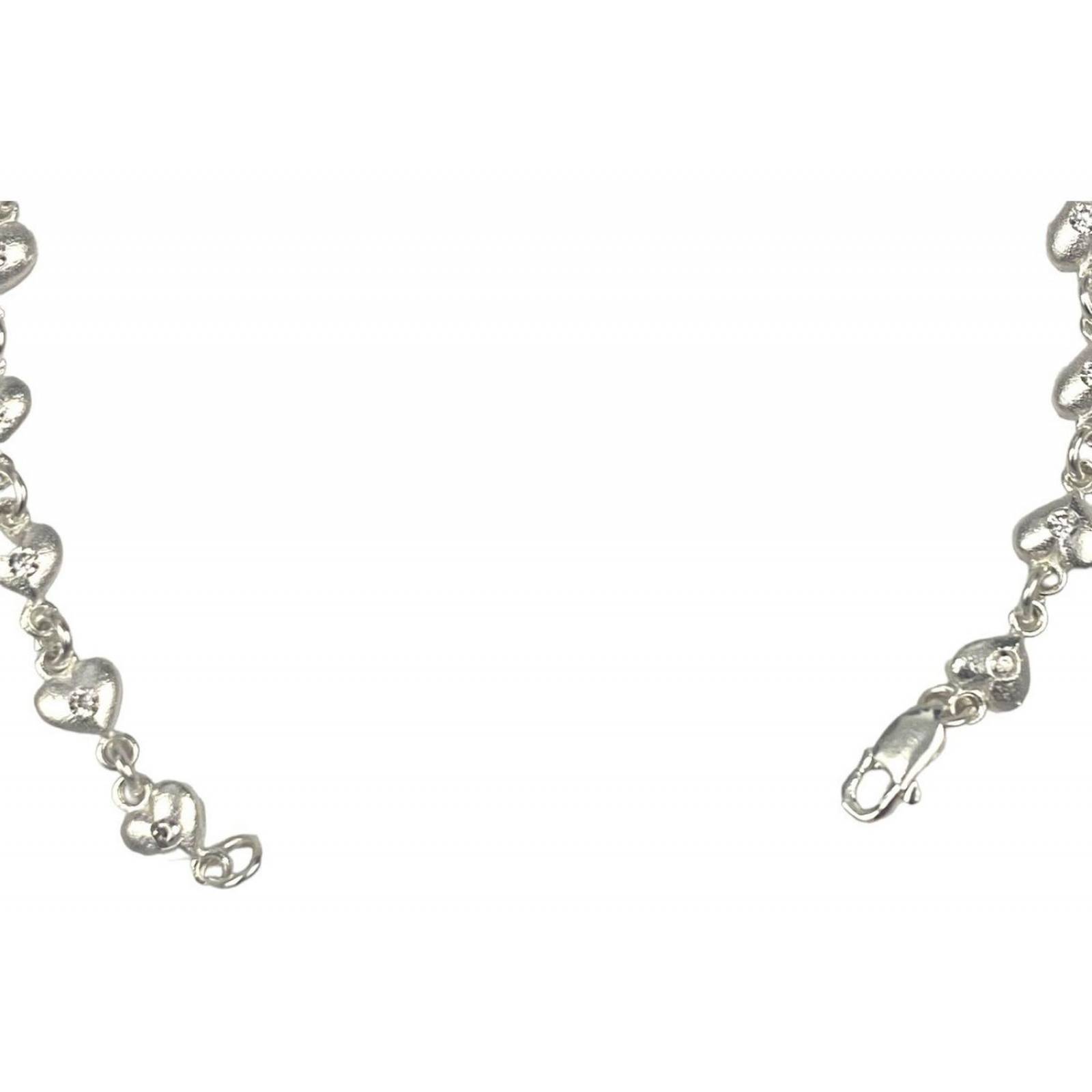 Pulsera Corazones Rellenos Amor Amistad Regalo Plata 925 