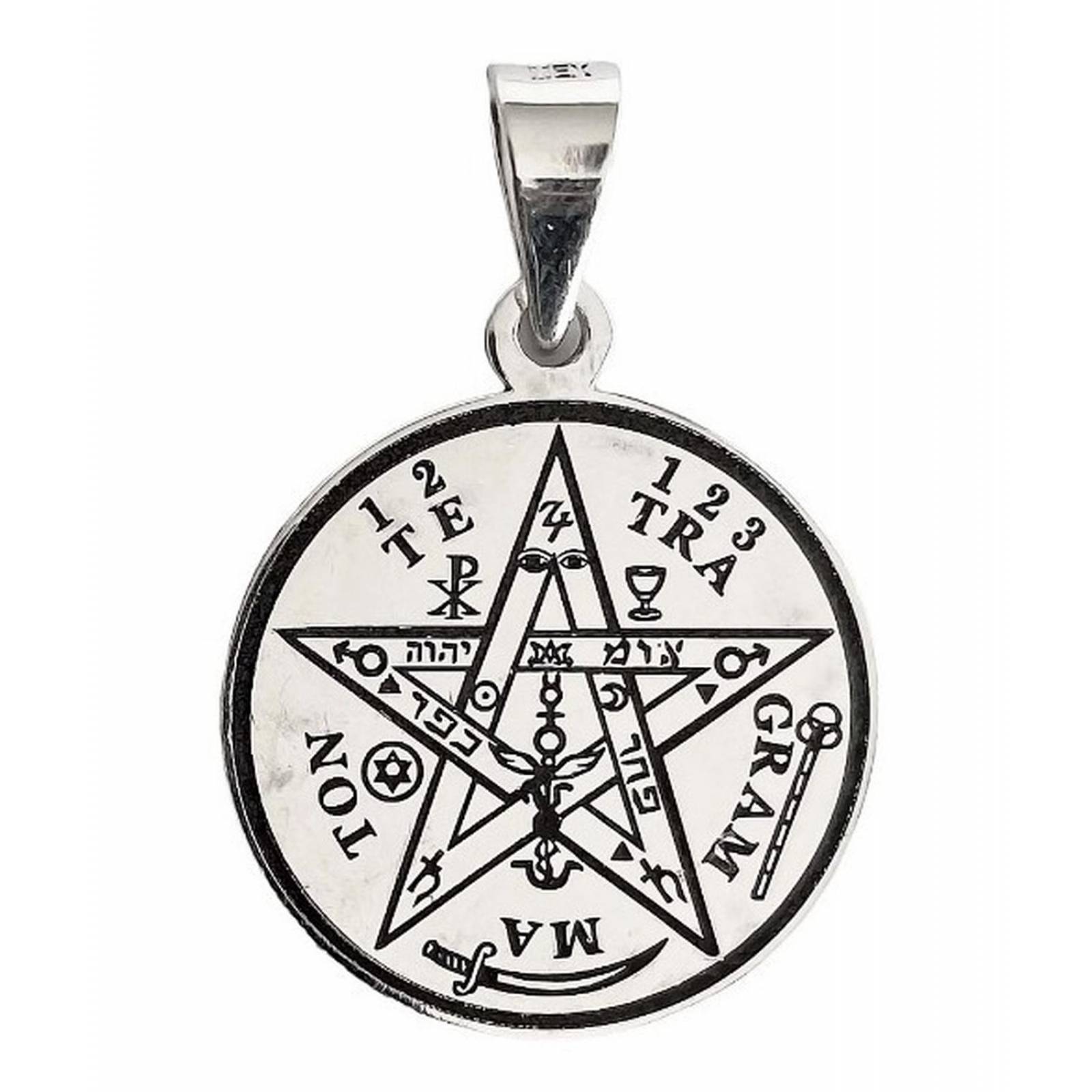 Dije A Laser Tetragramaton Pentagrama Plata Solida Ley 925 