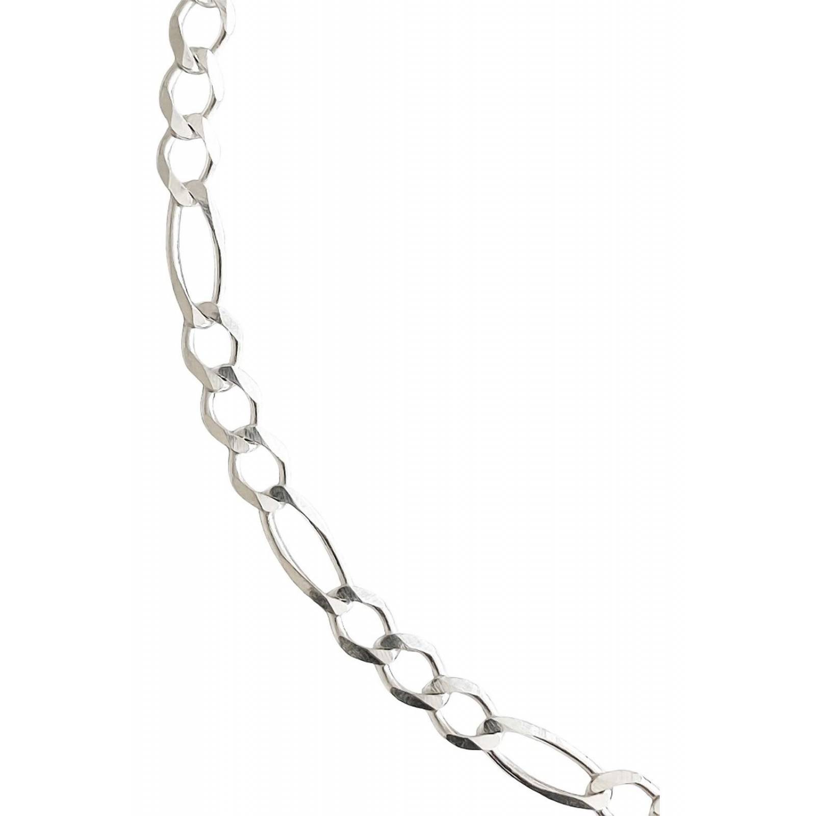 Pulsera Delgada Fígaro 3x1 Hombre Mujer Plata 925 4 Mm Plateado Largo/Ancho: 18 cm x 4 mm 7 cm - 18 cm