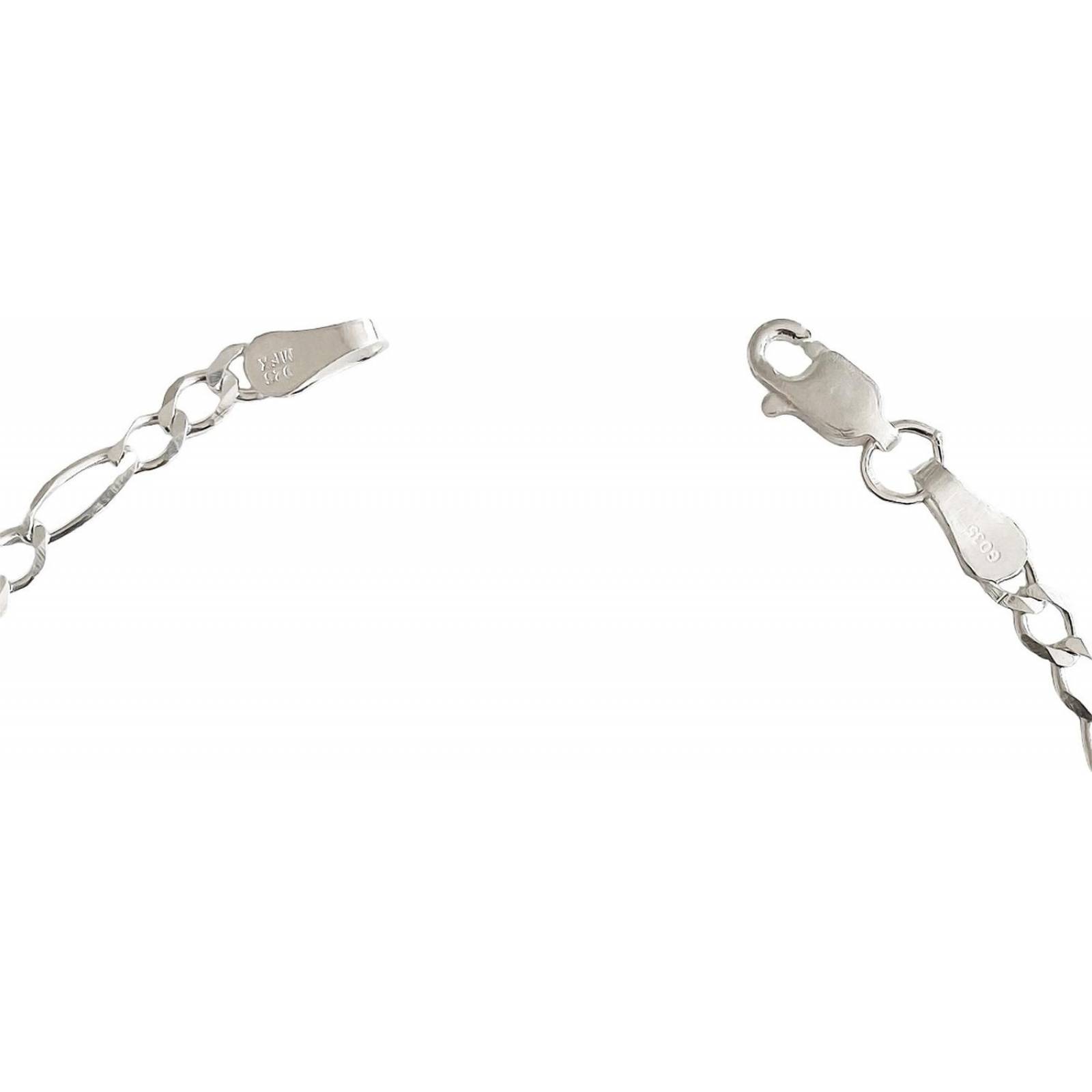 Pulsera Delgada Fígaro 3x1 Hombre Mujer Plata 925 4 Mm Plateado Largo/Ancho: 18 cm x 4 mm 7 cm - 18 cm