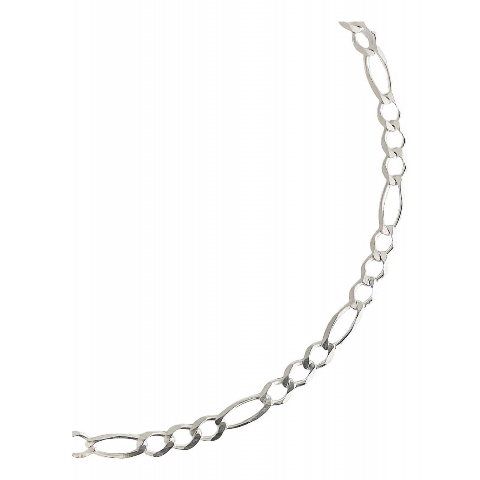 Pulsera Delgada Fígaro 3x1 Hombre Mujer Plata 925 4 Mm Plateado Largo/Ancho: 16 cm x 4 mm 7 cm - 16 cm