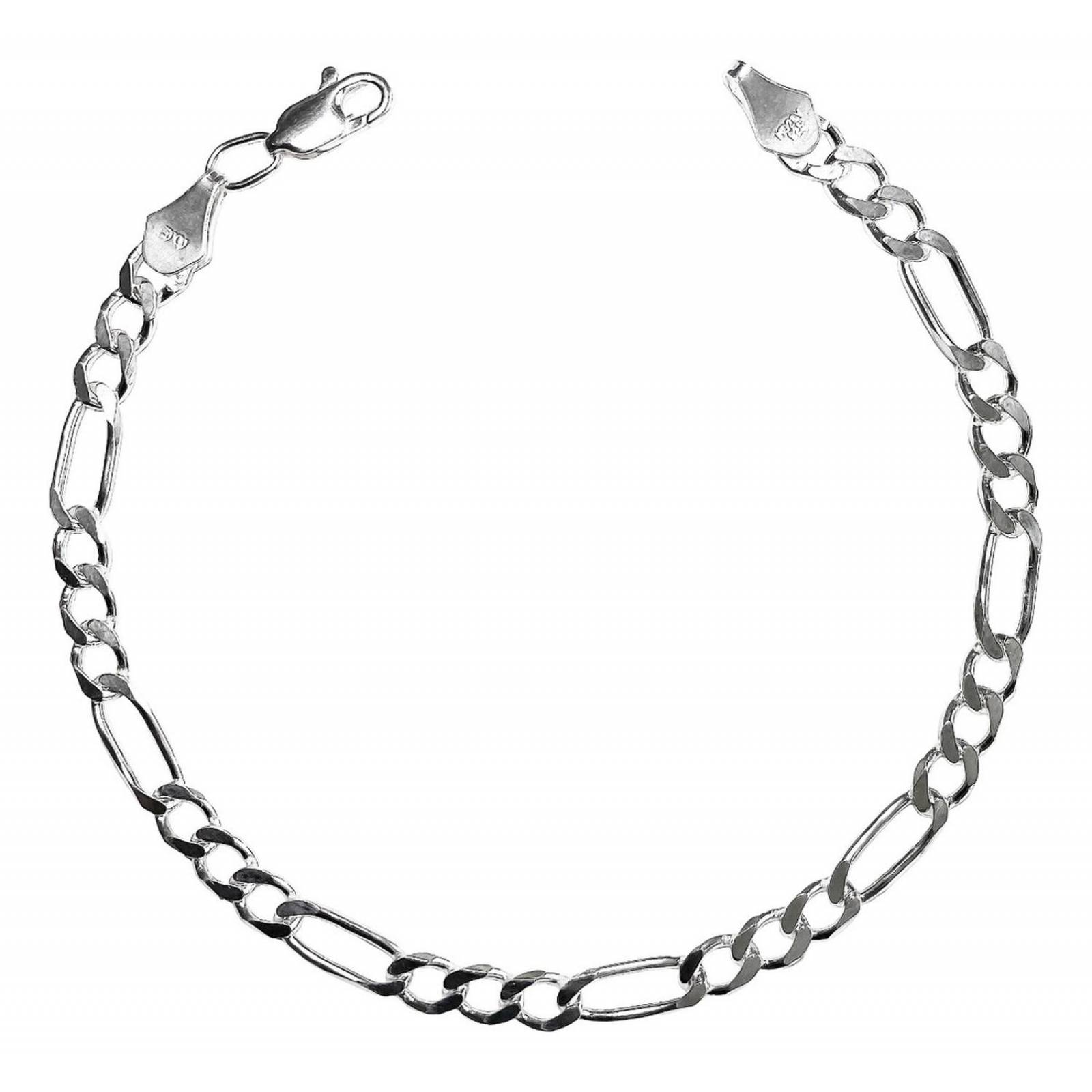 Esclava Pulsera Fígaro 3x1 Caballero Hombre Plata 925 5 Mm 7 cm - 20 cm Largo/Ancho: 20 cm x 5 mm Plateado