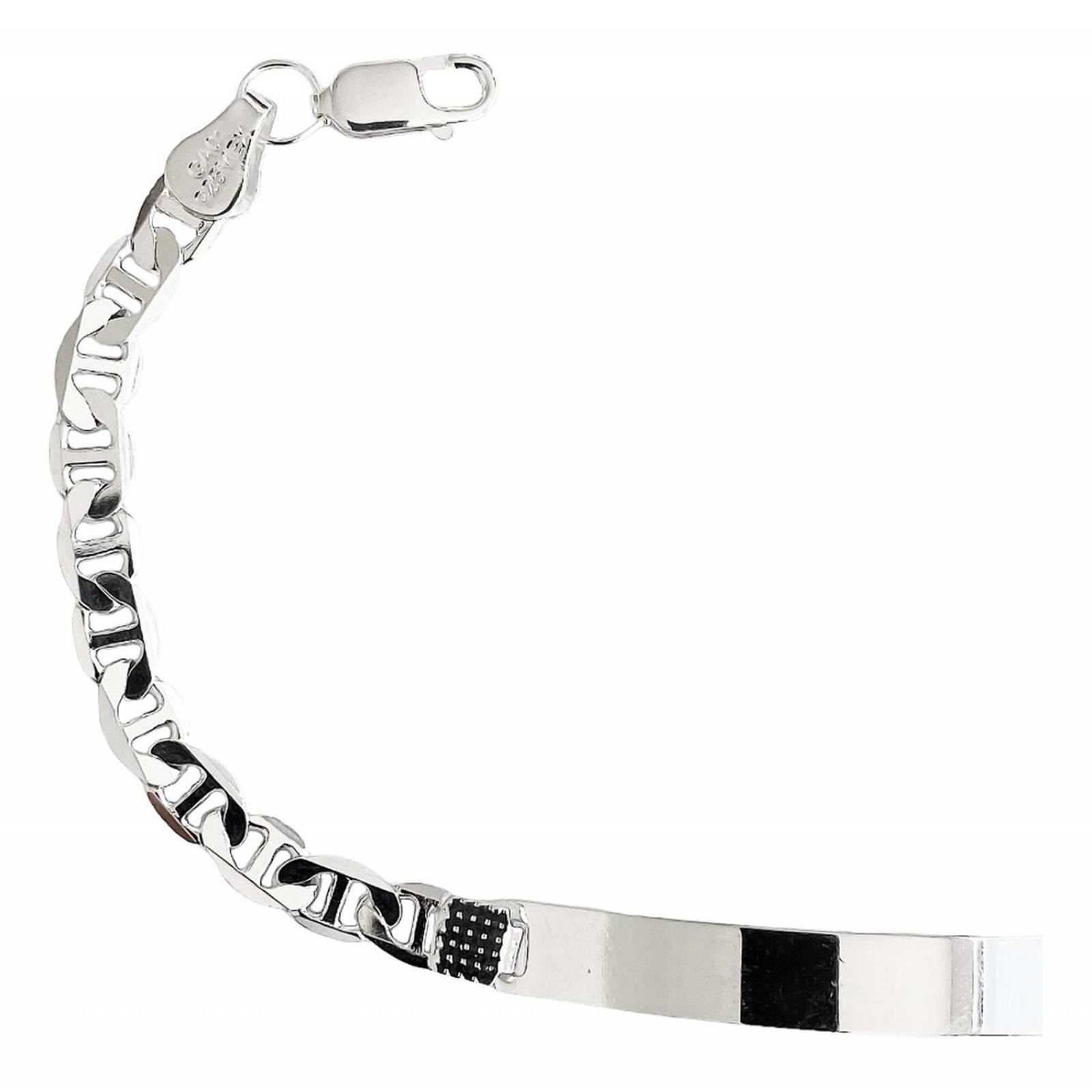 Esclava Pulsera Placa Gucci Gruesa Hombre Plata 925 5 Mm 