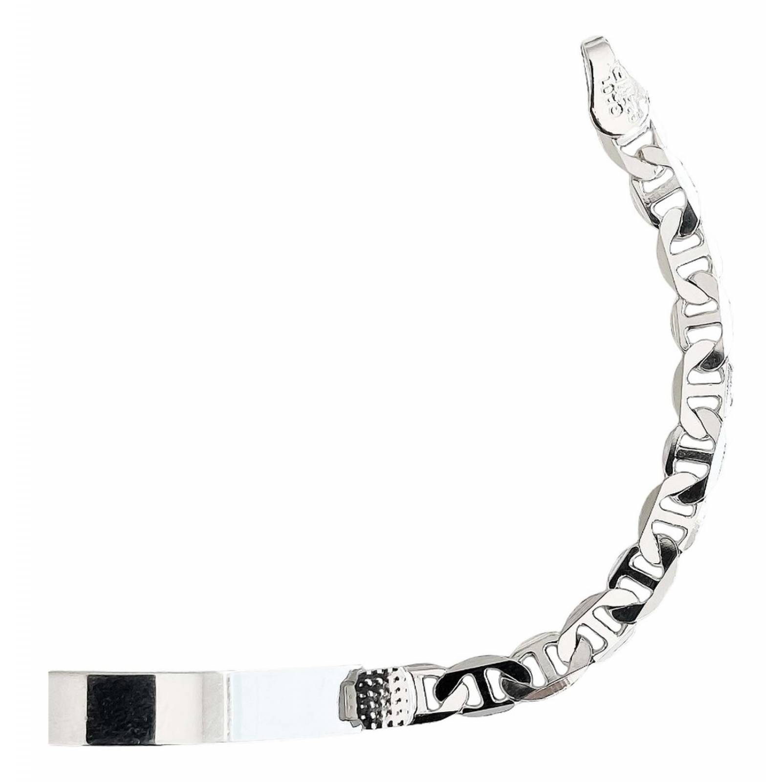 Esclava Pulsera Placa Gucci Gruesa Hombre Plata 925 5 Mm 