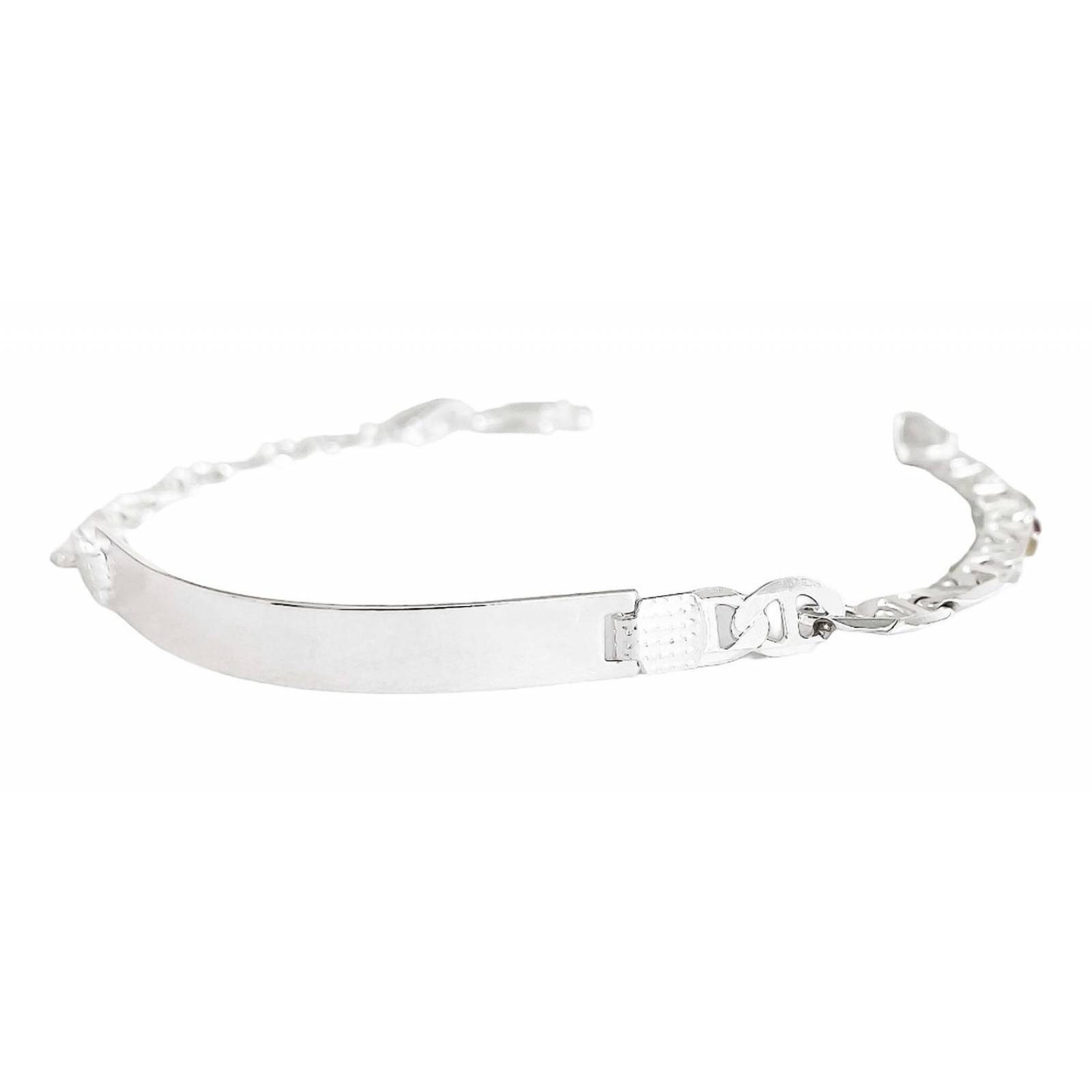 Esclava Pulsera Placa Gucci Gruesa Hombre Plata 925 5 Mm 