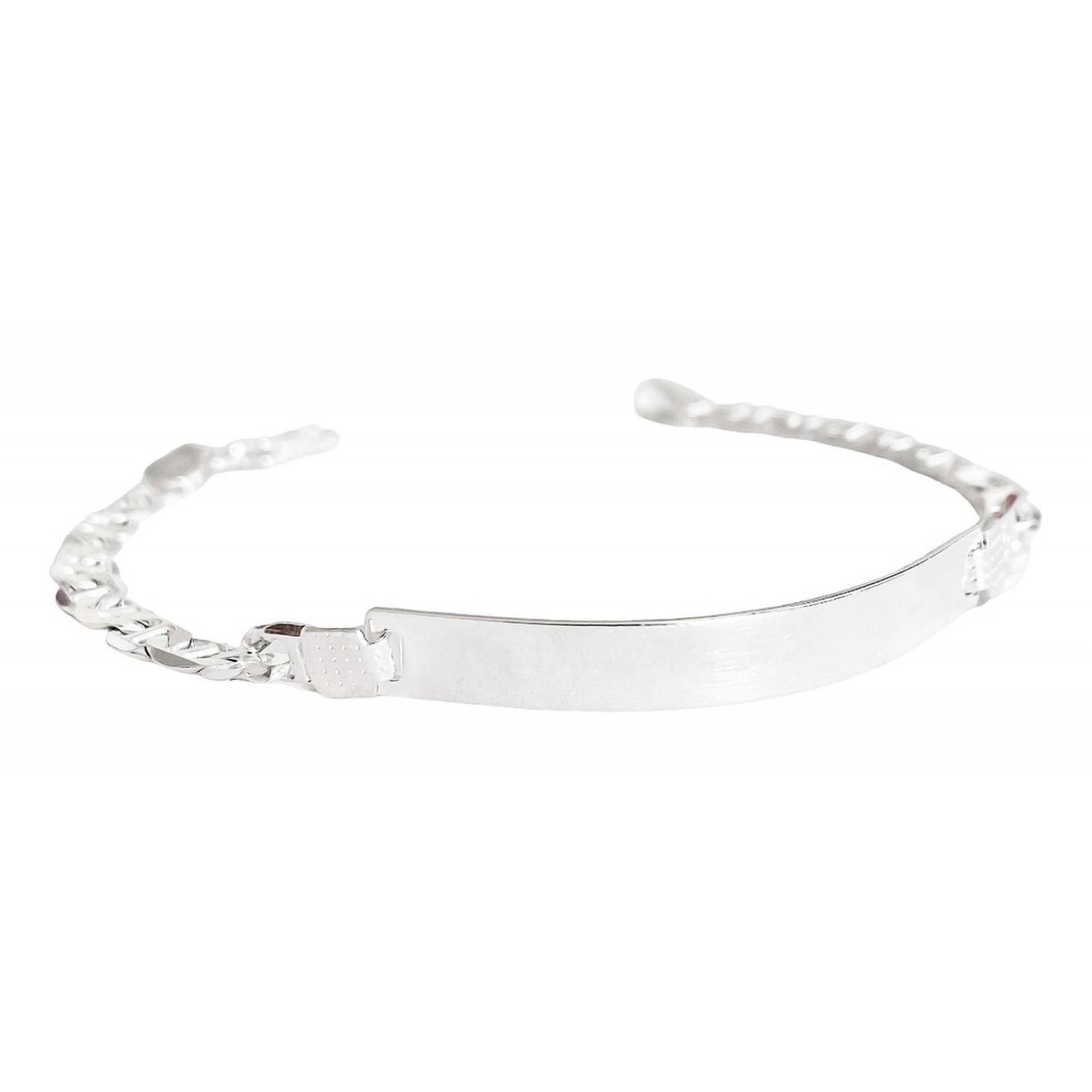 Esclava Pulsera Placa Gucci Gruesa Hombre Plata 925 5 Mm 