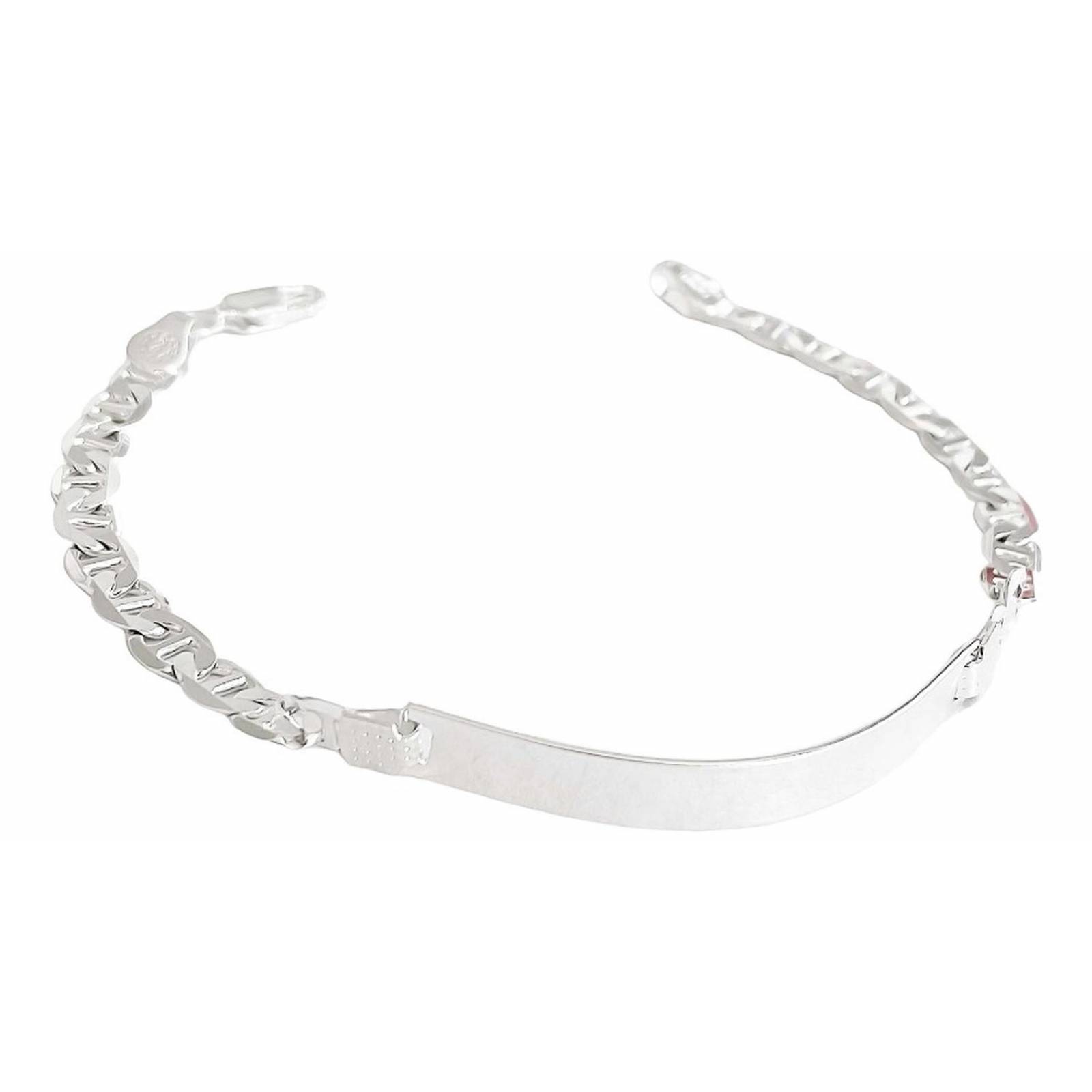 Esclava Pulsera Placa Gucci Gruesa Hombre Plata 925 5 Mm 