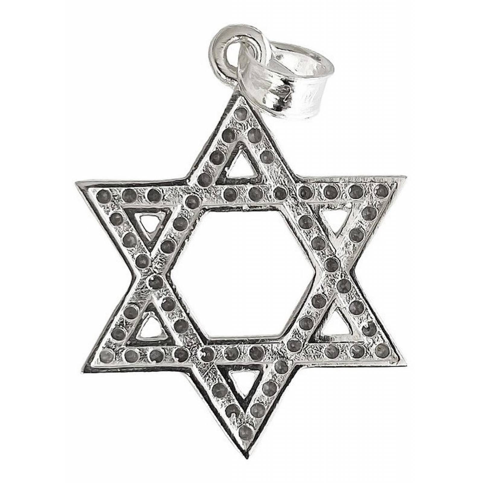 Dije Medalla Estrella De David Piedra Zirconias En Plata 925 Zirconias blanca Alto/Ancho: 3.4 cm x 2.2 cm