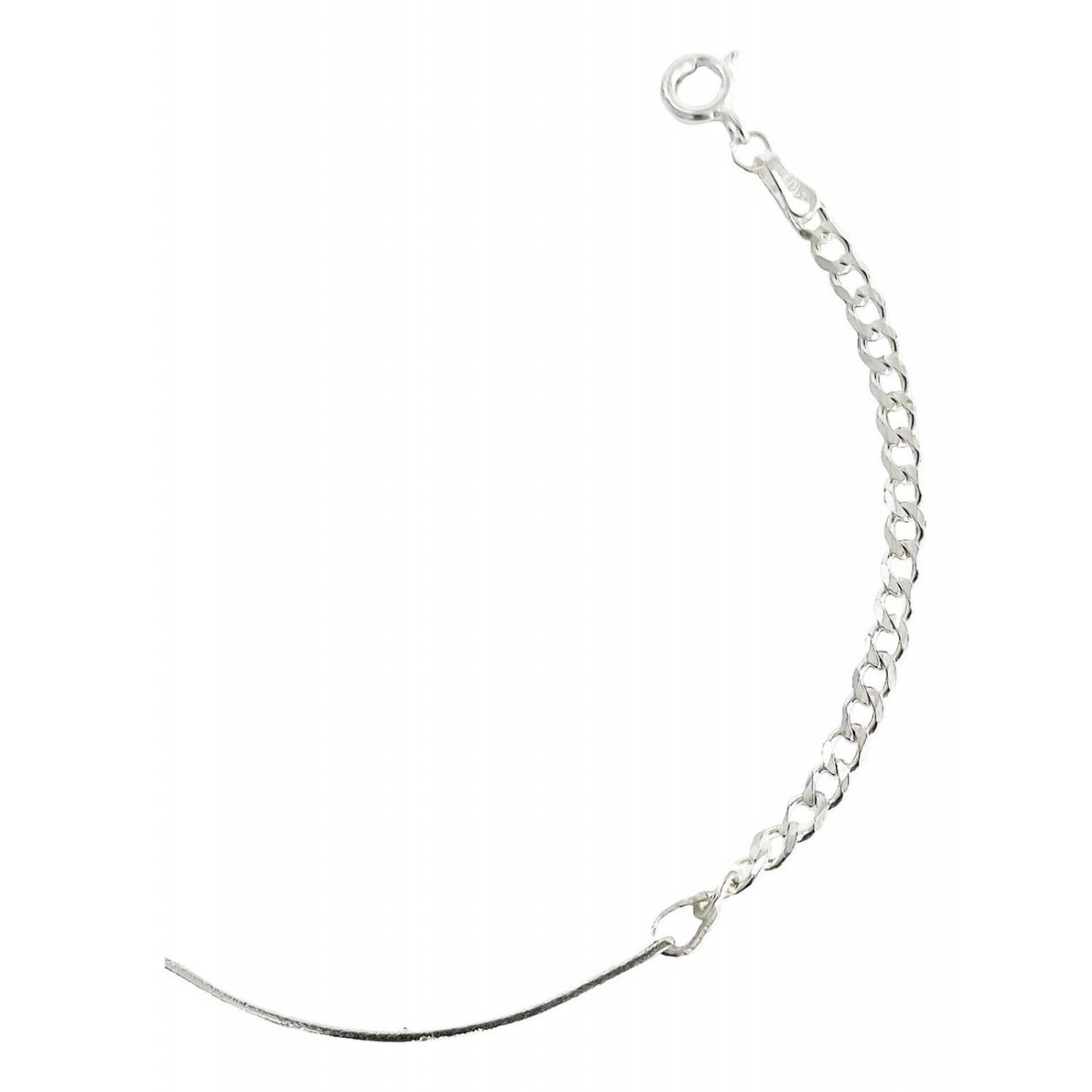 Pulsera Mujer Esclava Cubana Plata 925 Placa Diamantada 3 Mm 6 cm - 18 cm Modelo 4 Largo/Ancho: 18 cm x 3 mm