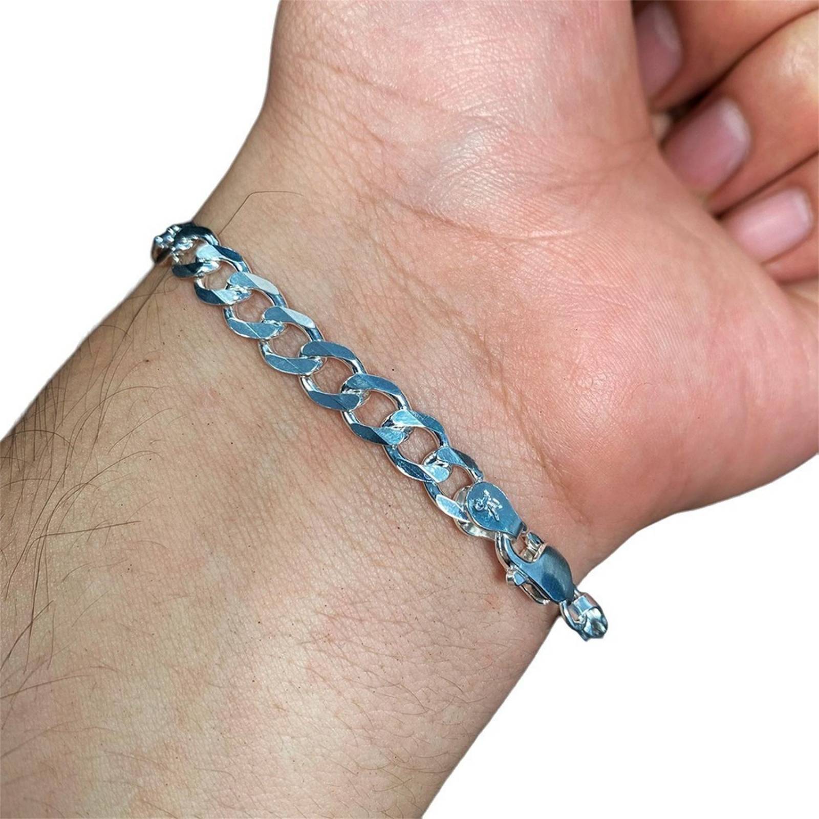 Pulsera Santa Muerte Esclava Zirconias Plata Solida Ley 925 Largo/Ancho: A elección x 7 mm 6 cm - 19.5 cm Plateado