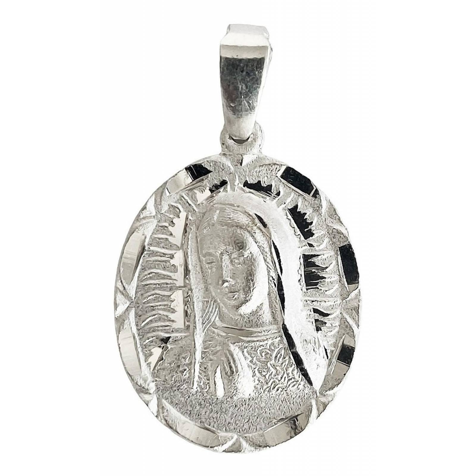 Dije Medalla Diamantada Chica Virgen Guadalupe Plata Ley 925 