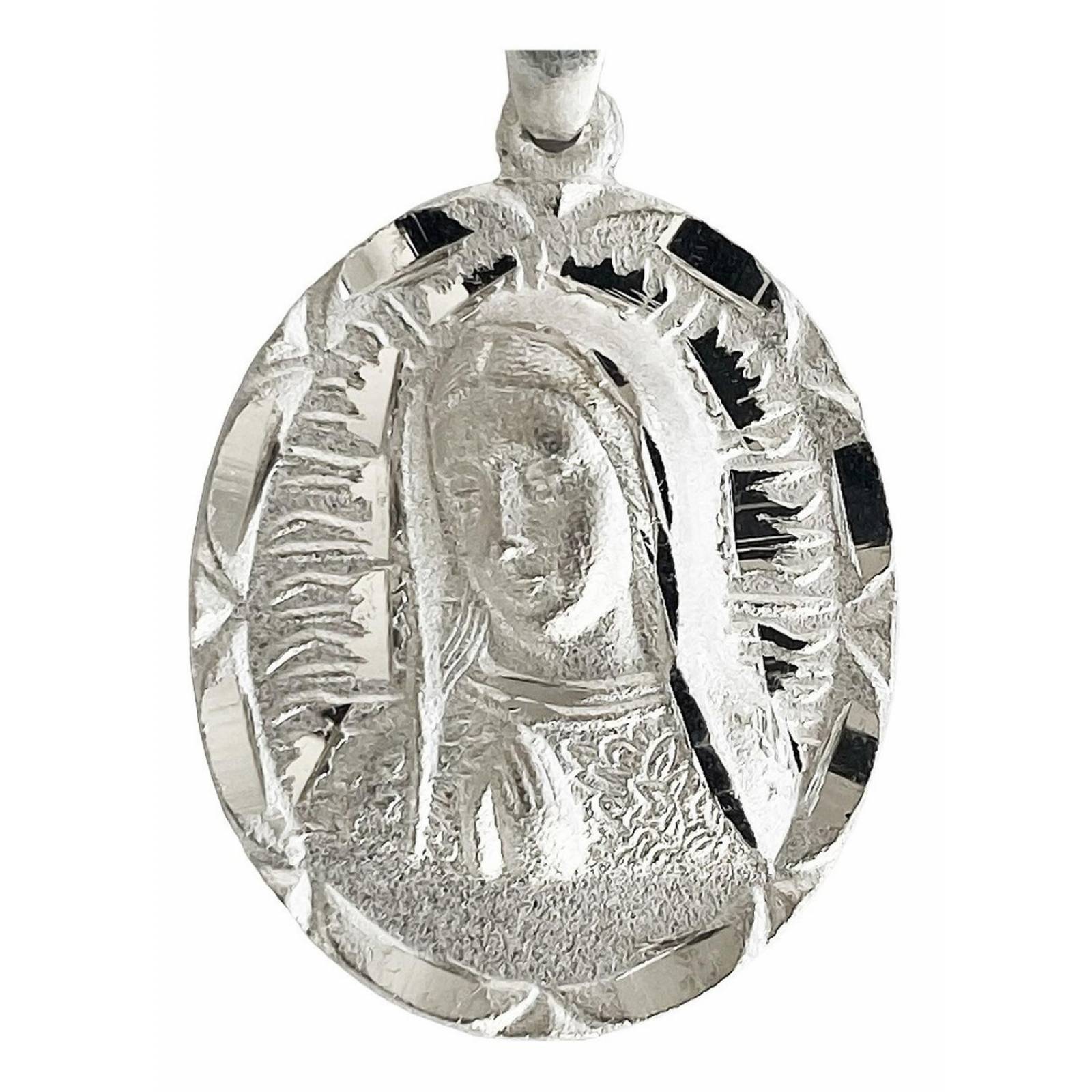 Dije Medalla Diamantada Chica Virgen Guadalupe Plata Ley 925 