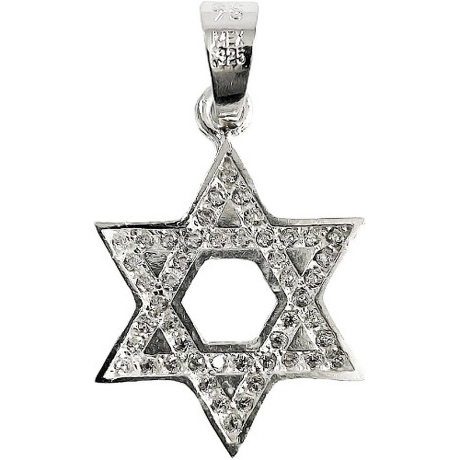 Dije Medalla Estrella De David Lisa Zirconias En Plata 925 